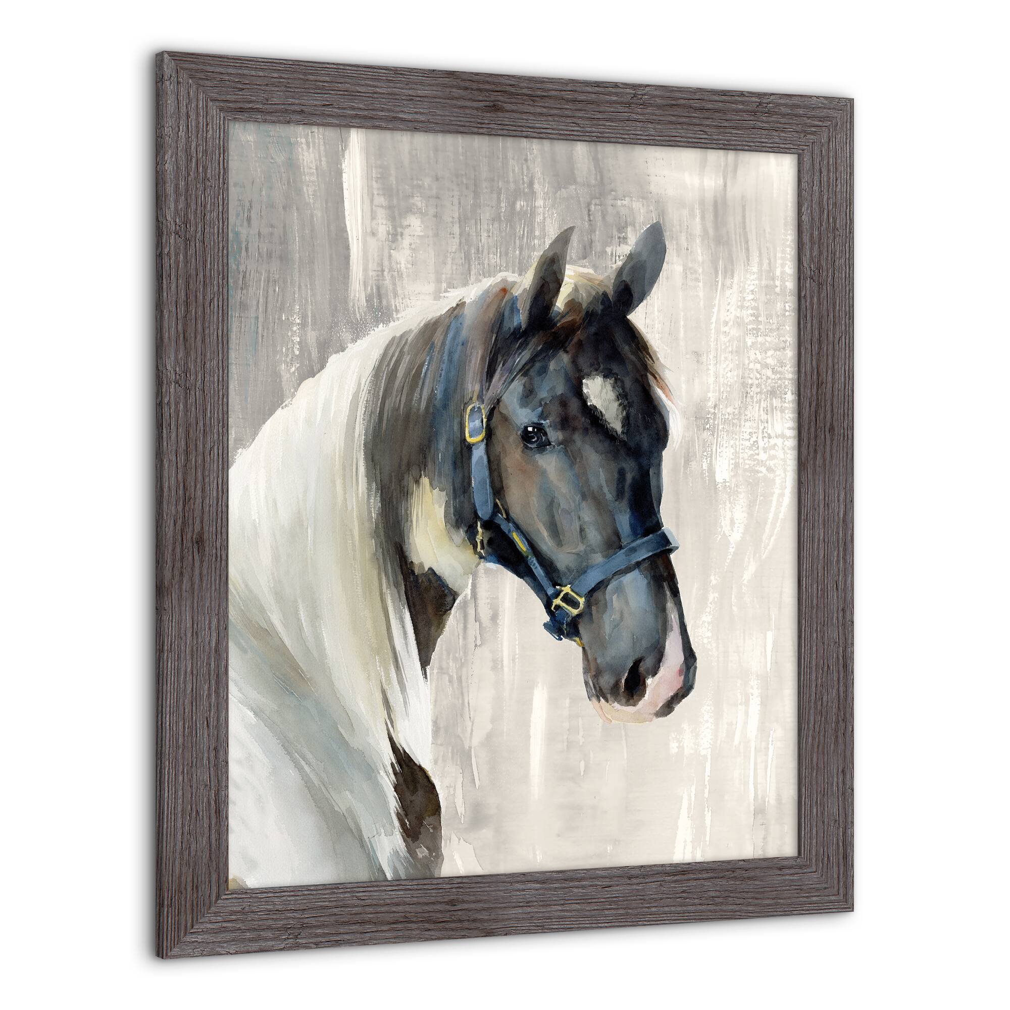 Watercolor Horse 20" x 24" Western Gray Framed Print