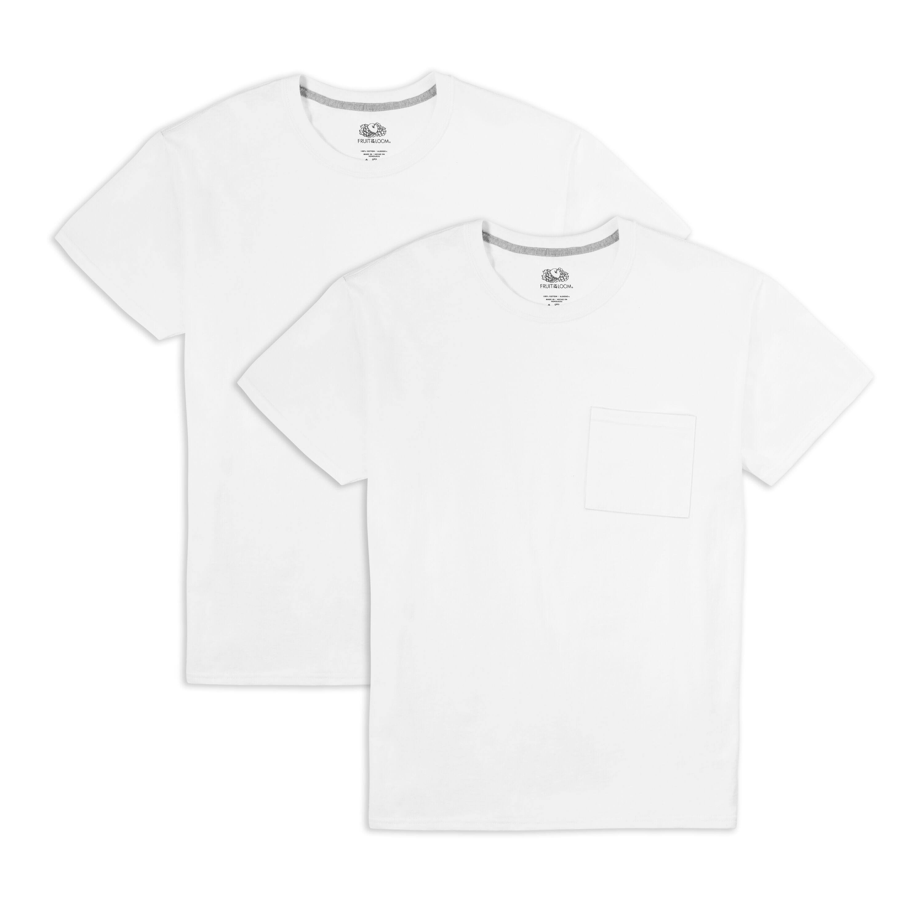 Fruit of the Loom EverSoft Mens Short Sleeve Pocket T-Shirt 2 ct in White Ice | Small