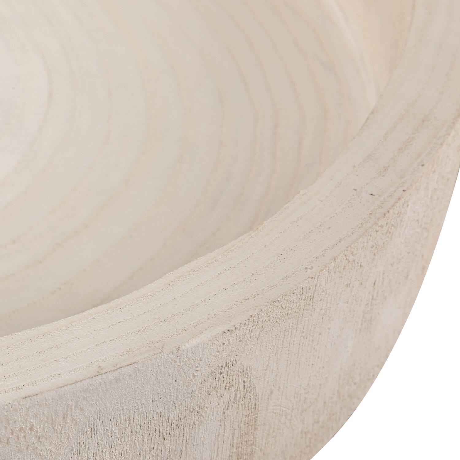 Hello Honey® 17" Whitewashed Round Hand-Carved Decorative Paulownia Wood Tray