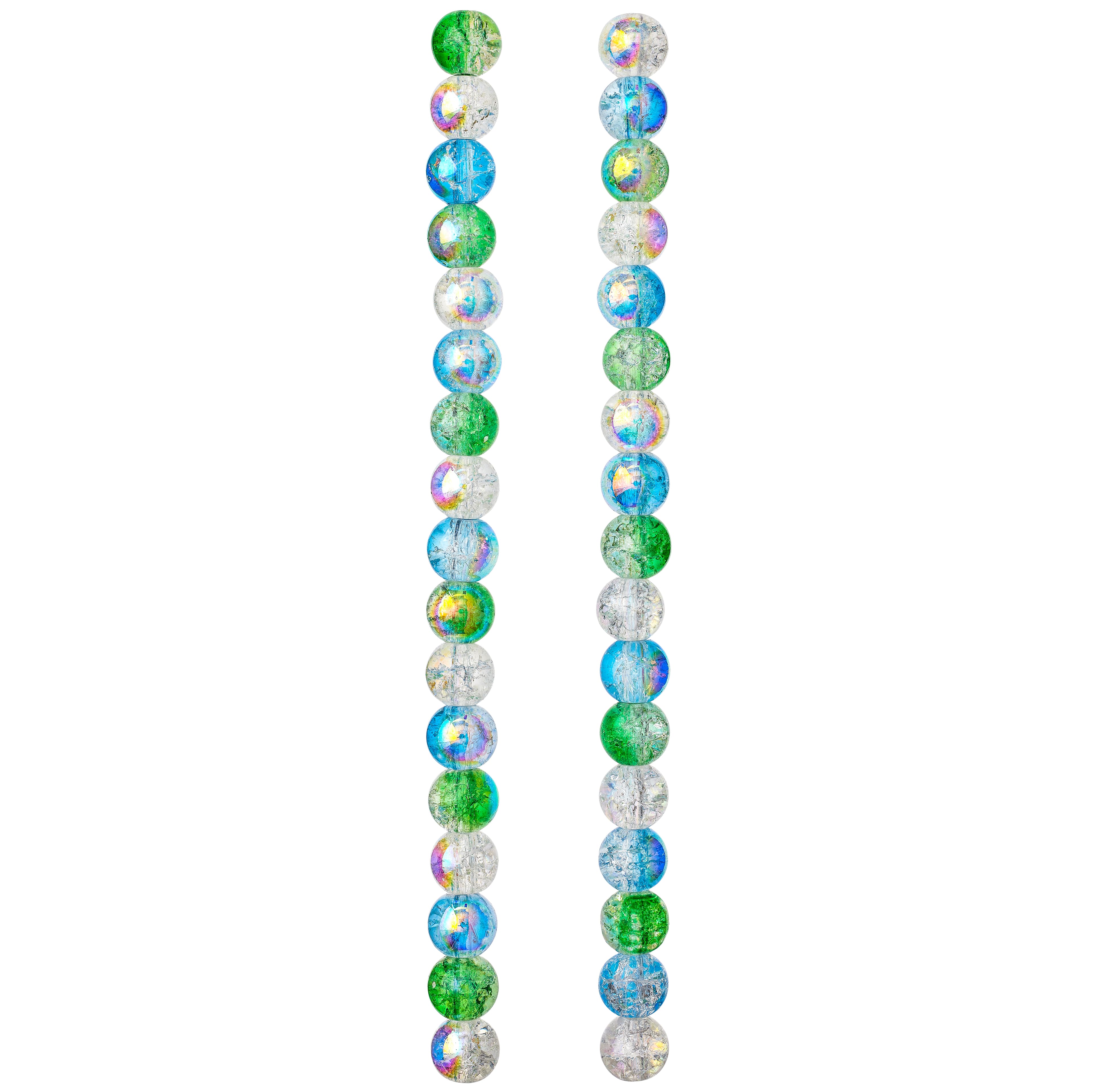 Blue & Green Crackled Glass Round Beads, 8mm by Bead Landing™