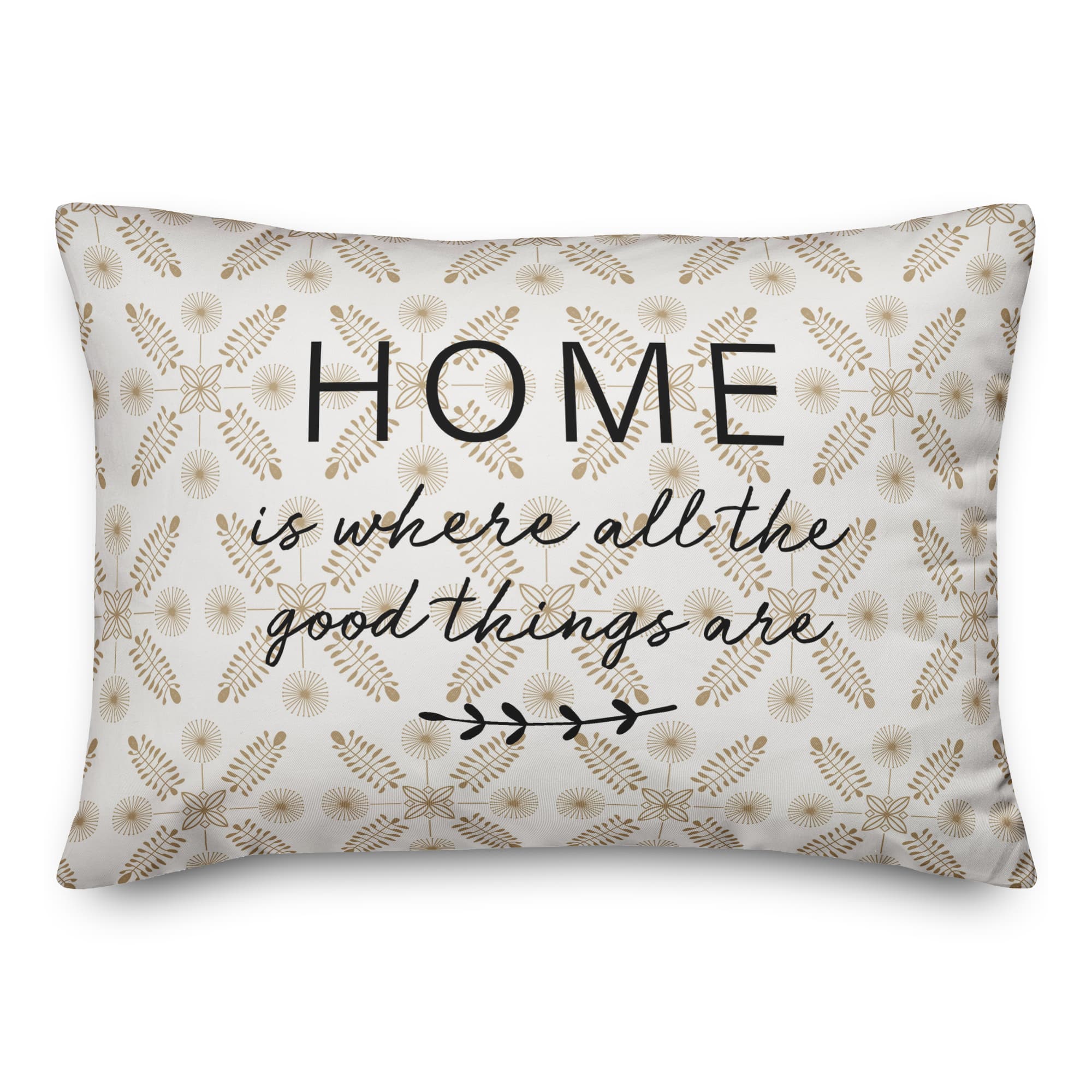Home is Where the Good Things Are Gold Indoor/Outdoor Lumbar Pillow