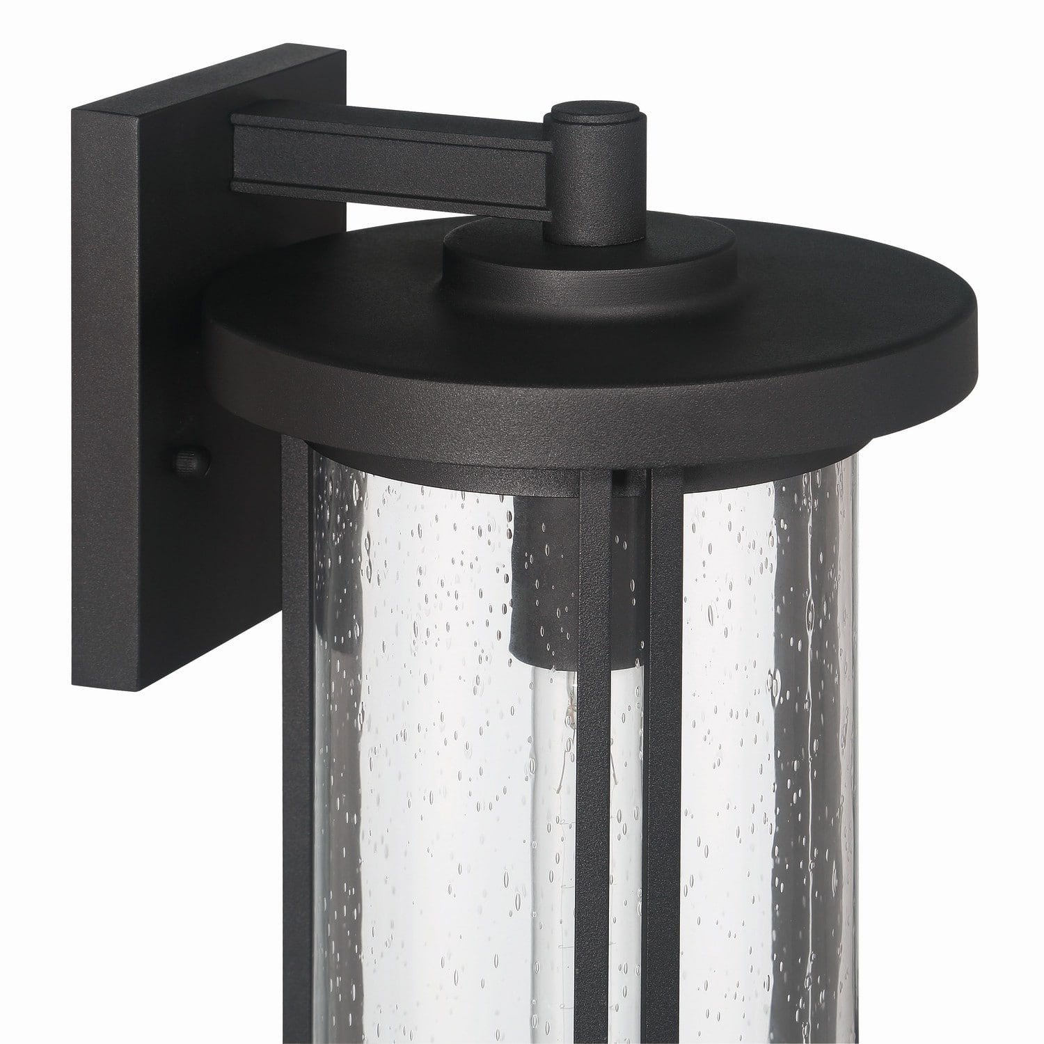 Maude Matte Black Modern Cylindrical Metal &#x26; Glass Wall Mounted Outdoor Wall Light