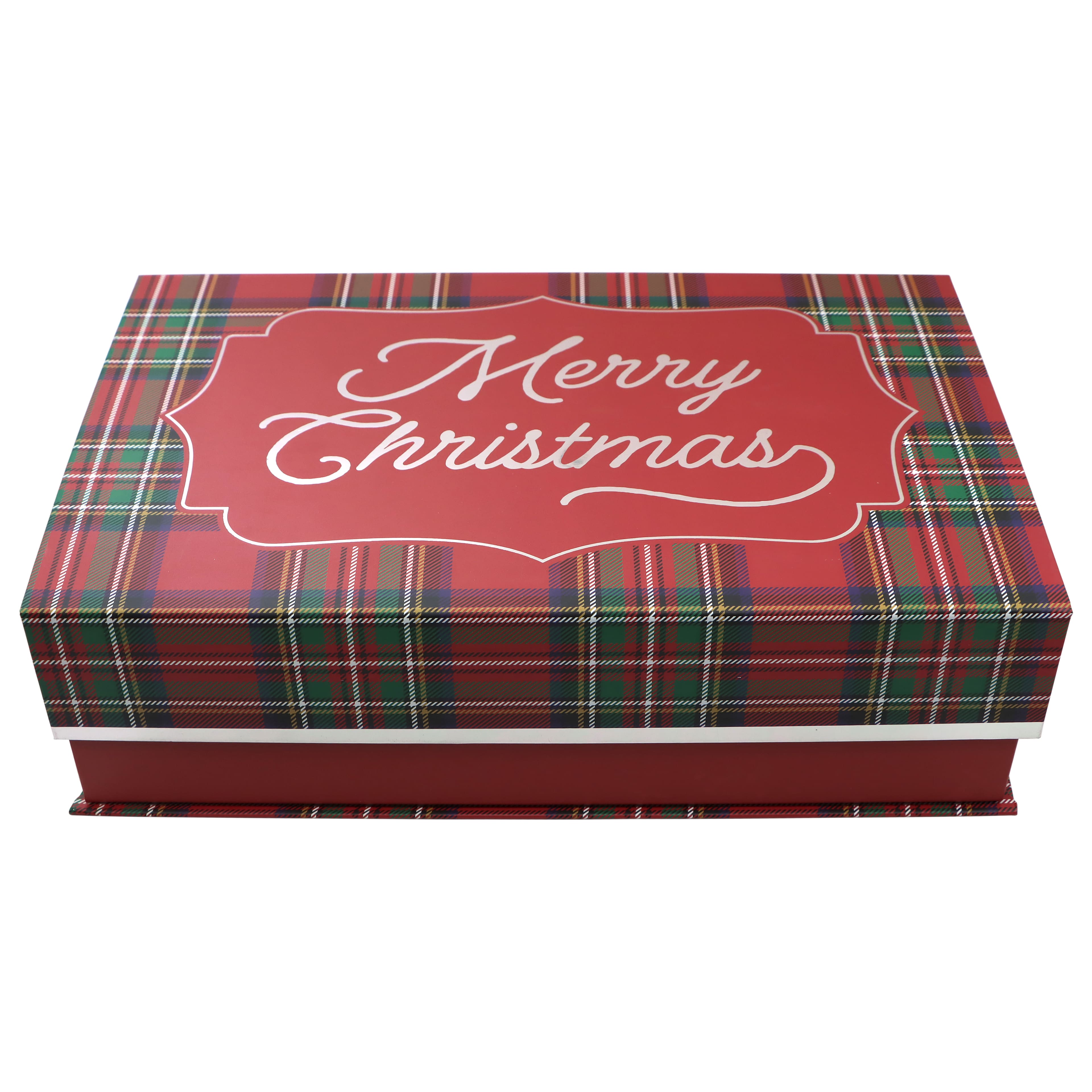 Medium Plaid Merry Christmas Decorative Box by Ashland®