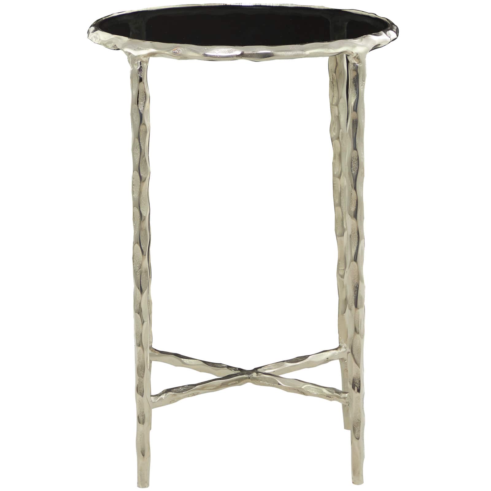 22&#x22; Aluminum Accent Table with Shaded Glass Top