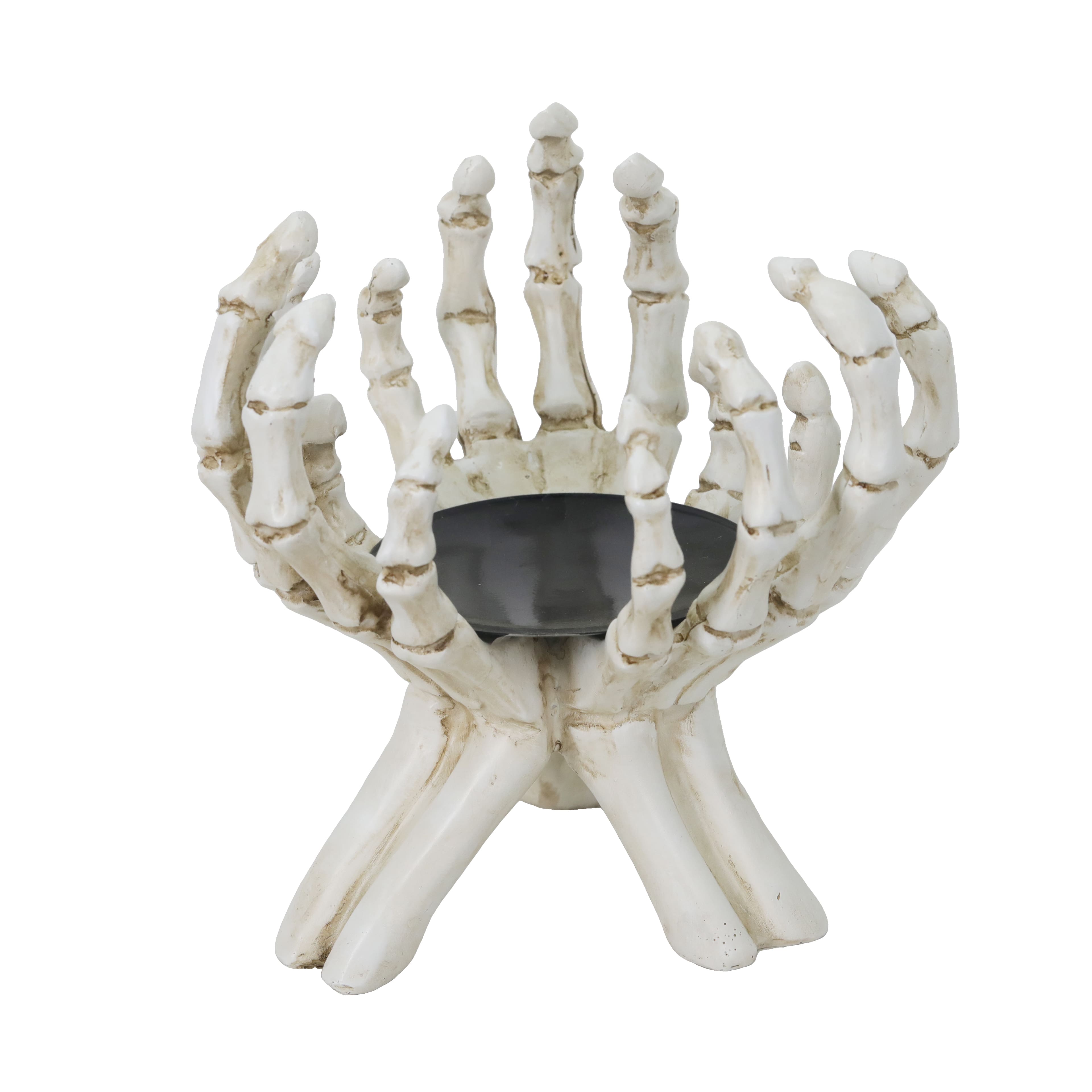 7&#x22; Skeleton Hands Pillar Candle Holder by Ashland&#xAE;