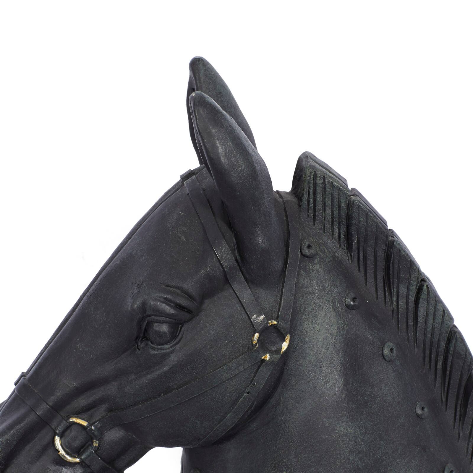 12" Black Polystone Horse Head Sculpture