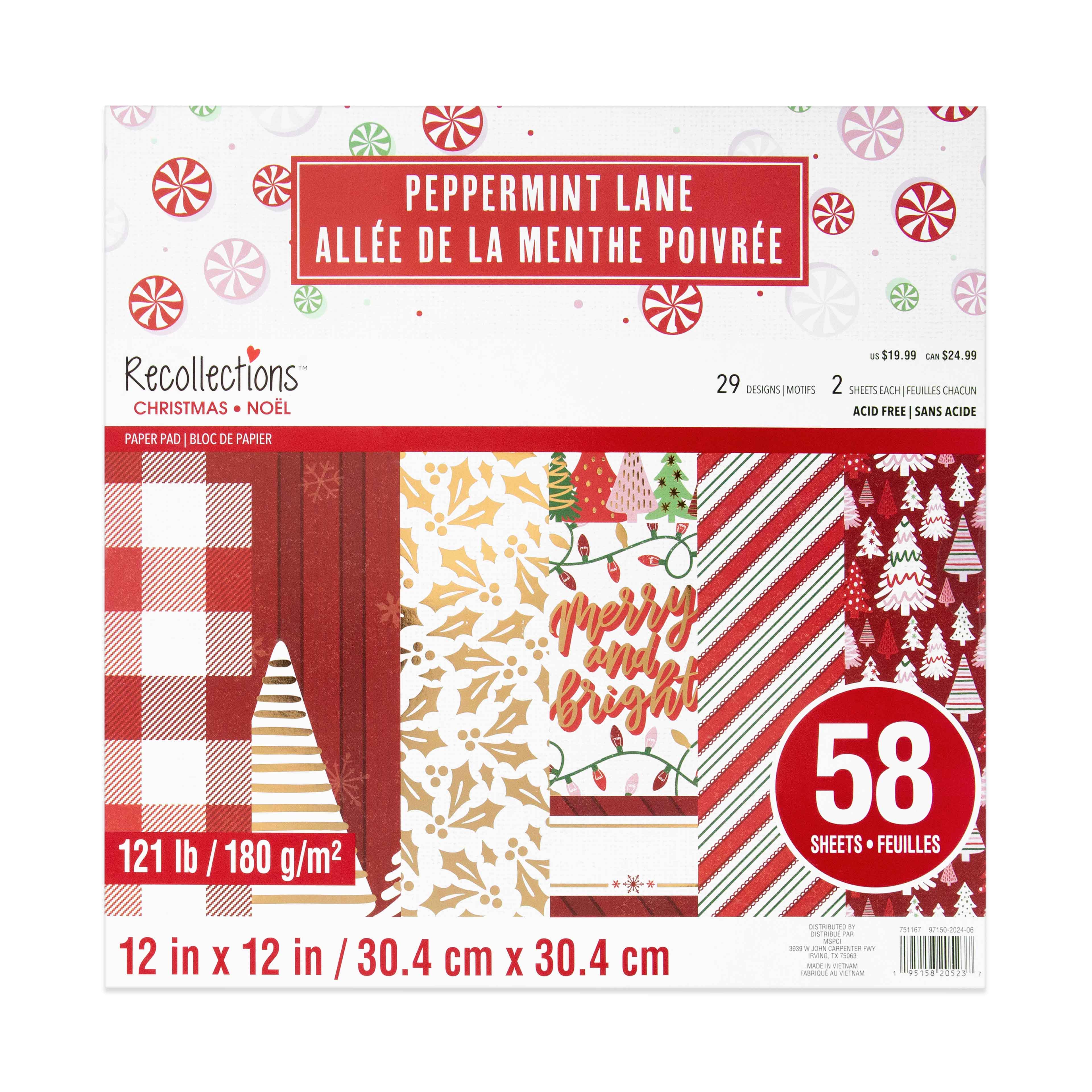 12&#x22; x 12&#x22; Peppermint Lane Paper Pad by Recollections&#x2122;