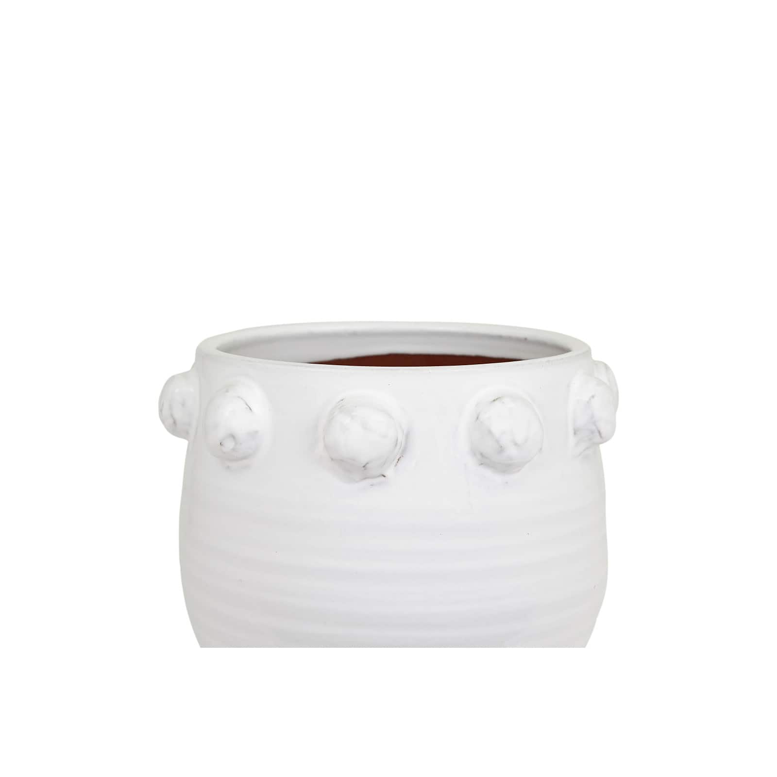 Hello Honey&#xAE; 9&#x22; White Bubble Design Top Terracotta Planter