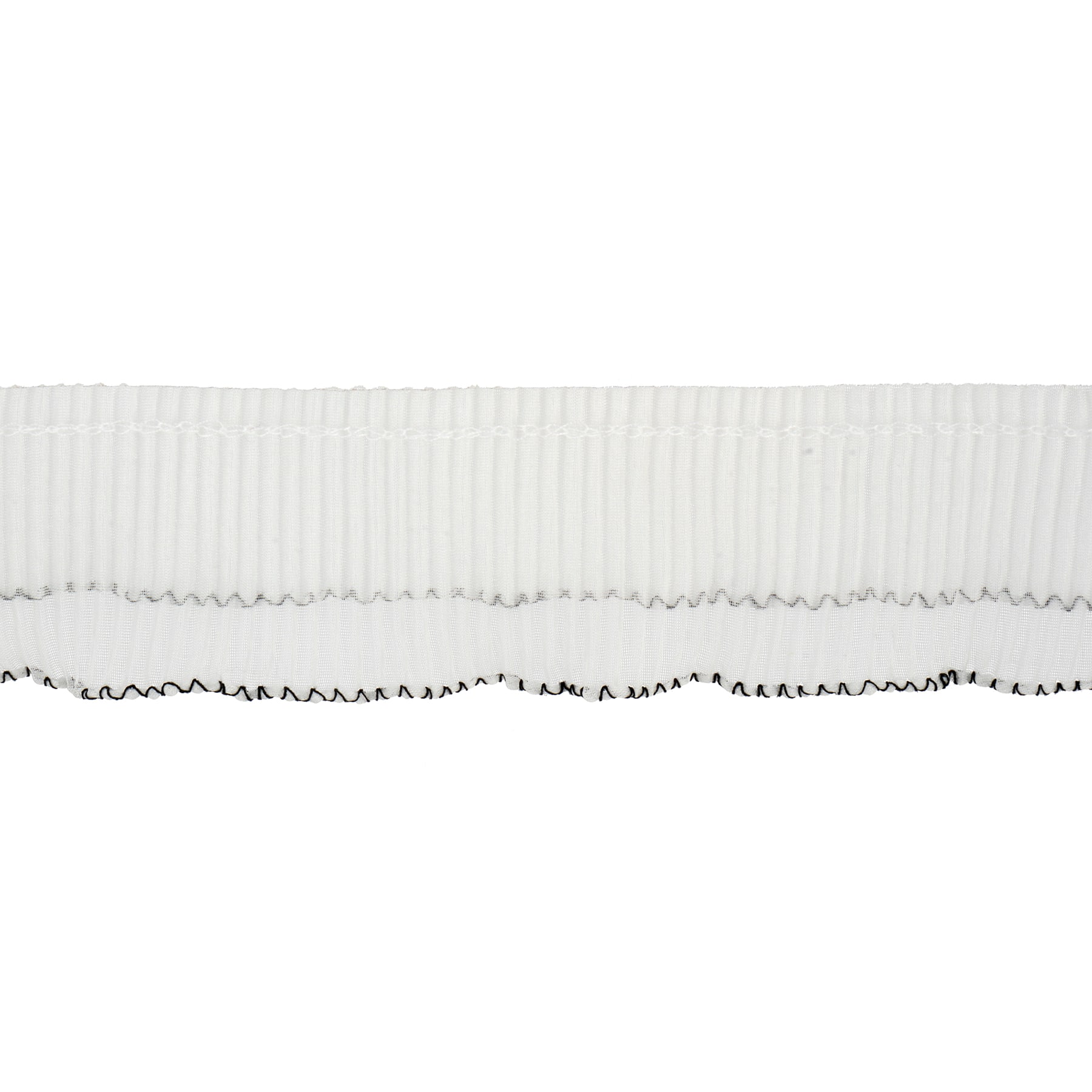 1.7&#x22; White Pleat Black Scallop Chiffon Trim by Celebrate It&#xAE;