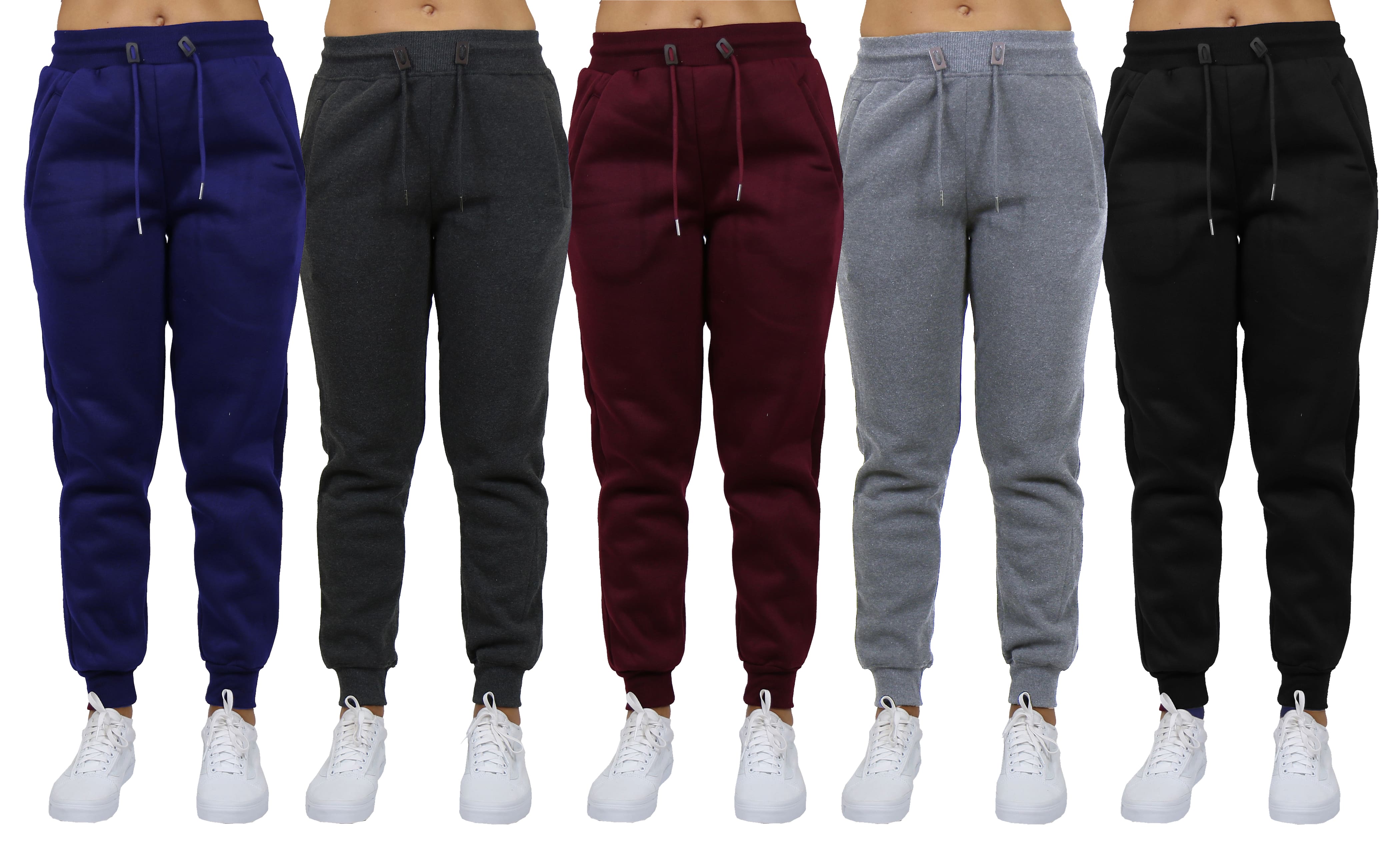 Galaxy by Harvic Women's Relaxed Fit Fleece-Lined Jogger Sweatpants 5 Pack