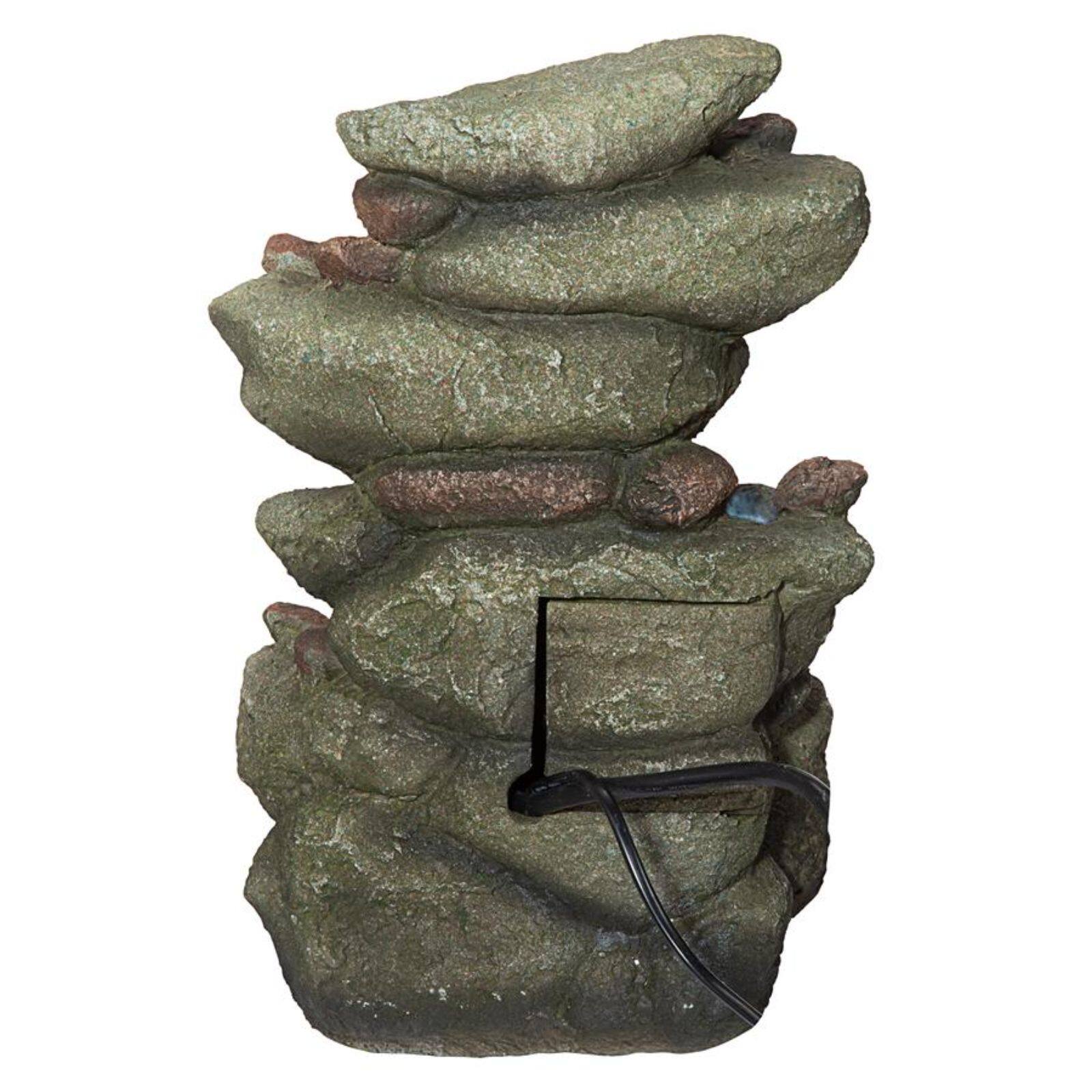 Design Toscano Rocky Range Pass Cascading Waterfall Illuminated Tabletop Fountain