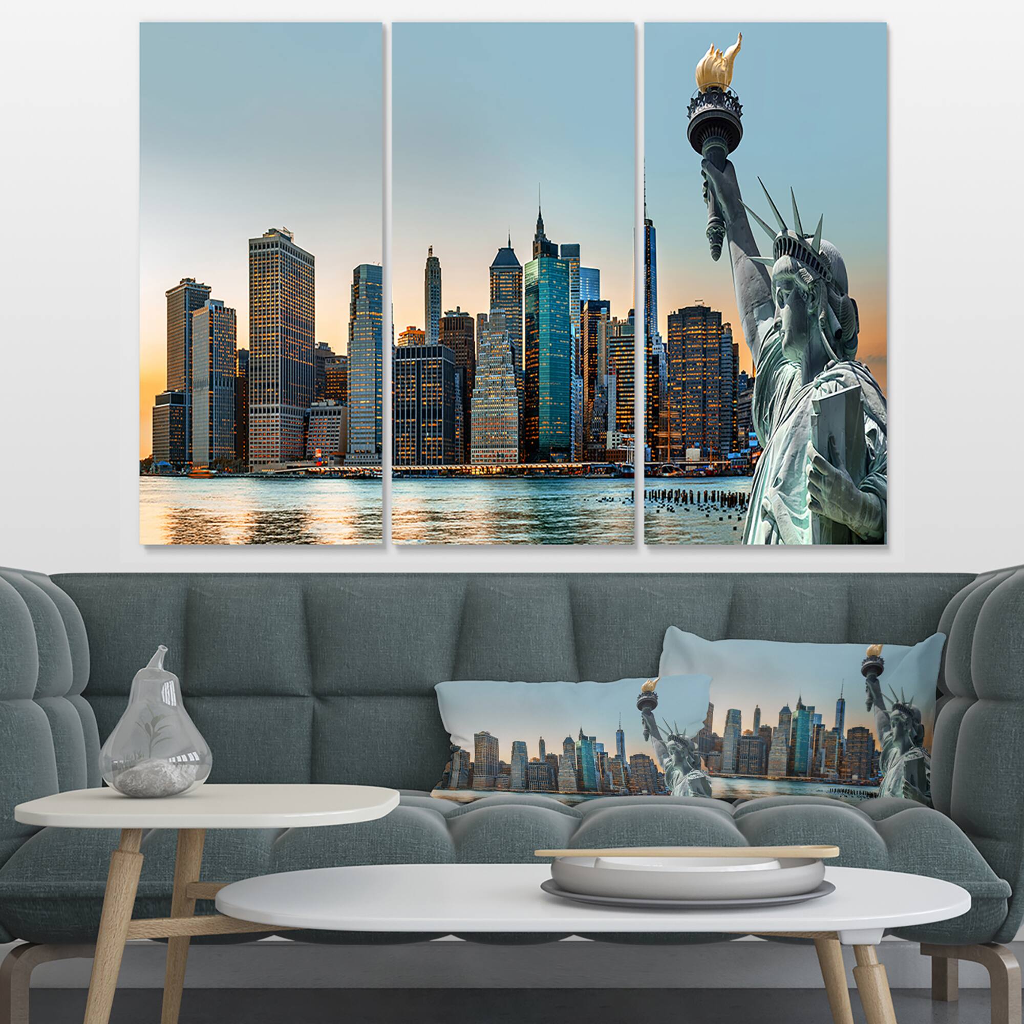 Designart - New York City Skyline Panorama - Photography Canvas Art Print