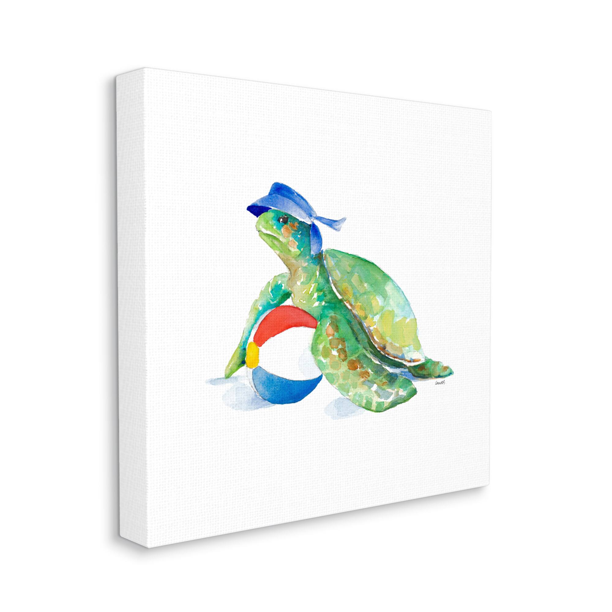 Stupell Industries Ocean Tortoise Playful Beach Ball Aquatic Turtle Canvas Wall Art