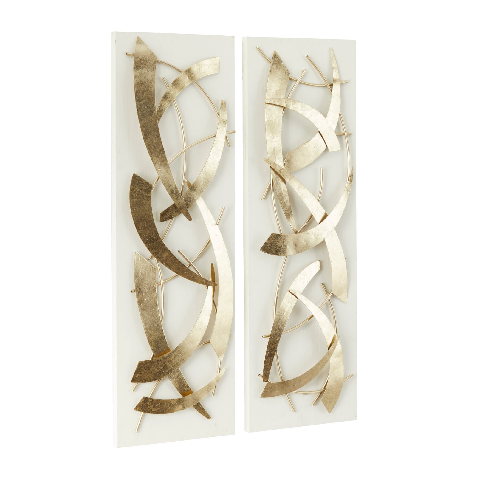 White Wood Contemporary Wall Decor, Set of 2 37&#x22; x 12&#x22; x 2&#x22;