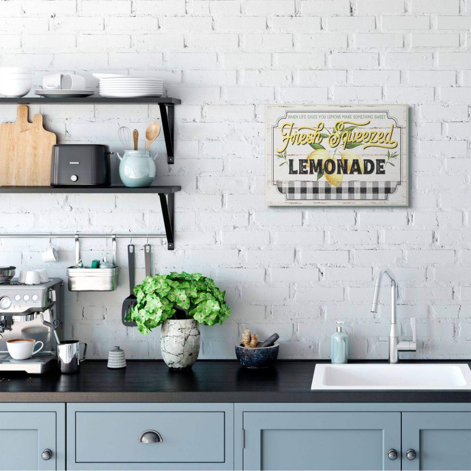Stupell Industries White, Black, & Yellow Rustic Fresh Squeezed Lemonade Wall Plaque, 13" x 19"