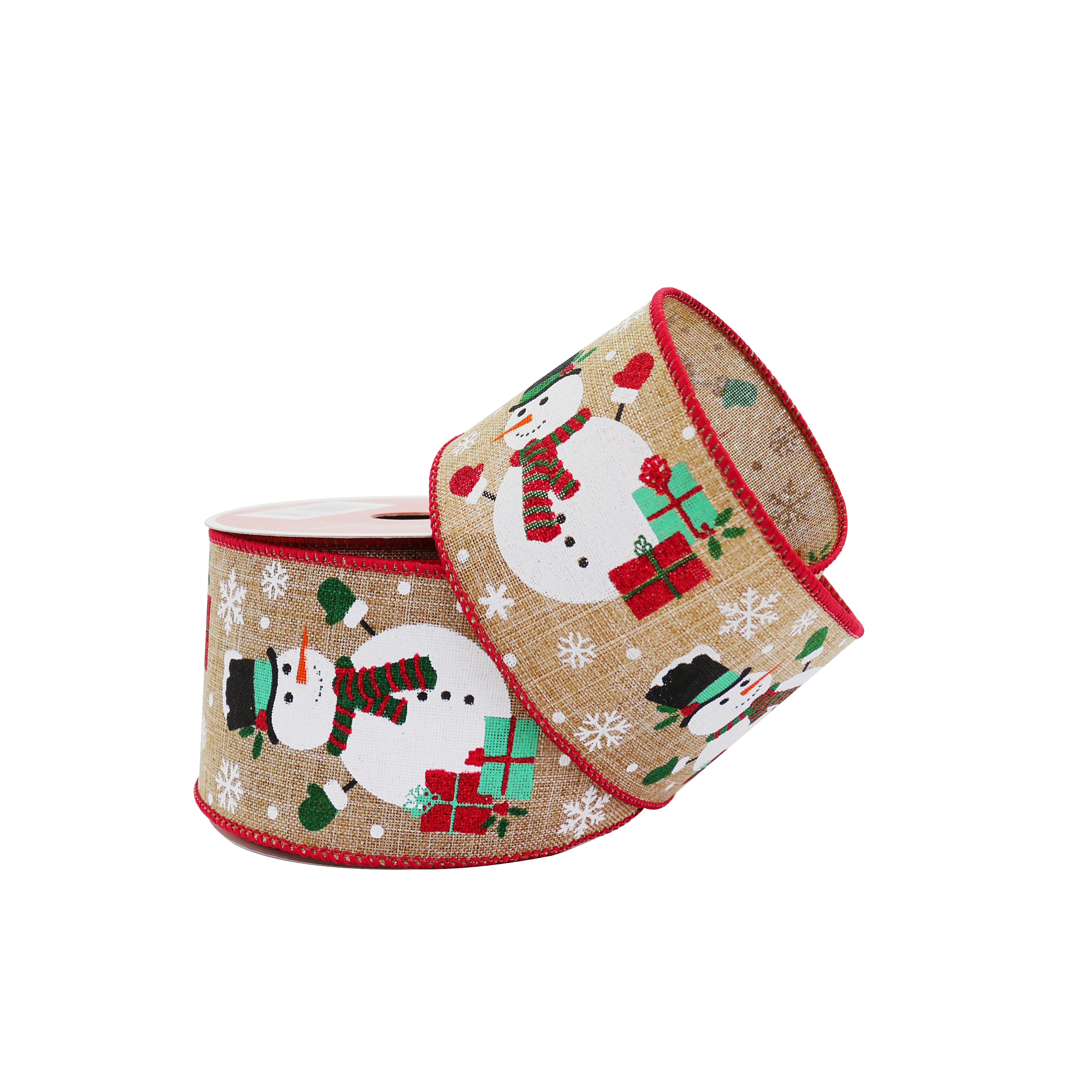 2.5&#x22; x 20ft. Snowman Wired Faux Linen Ribbon by Celebrate It&#xAE;
