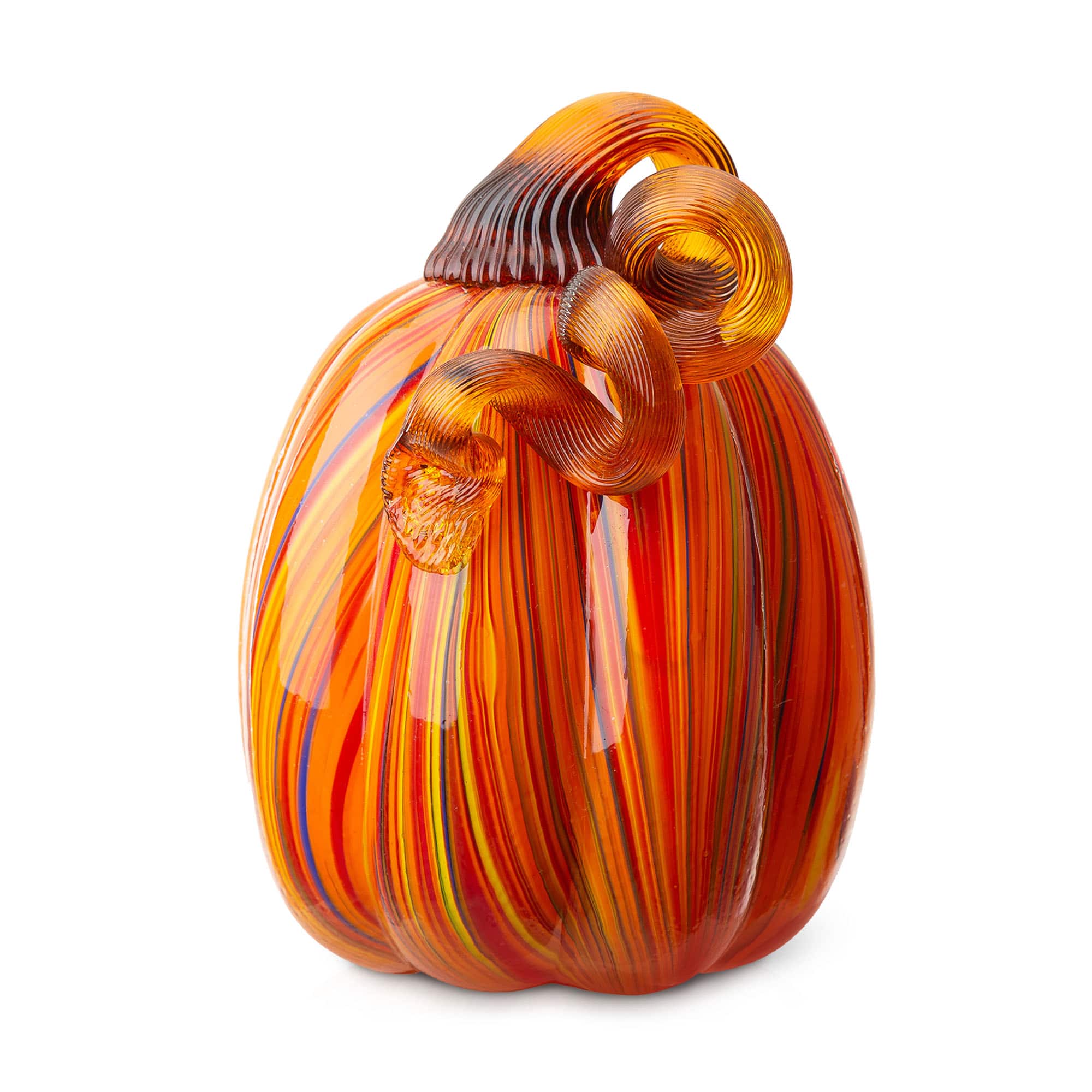Glitzhome® 5.5" Multi Striped Glass Pumpkin
