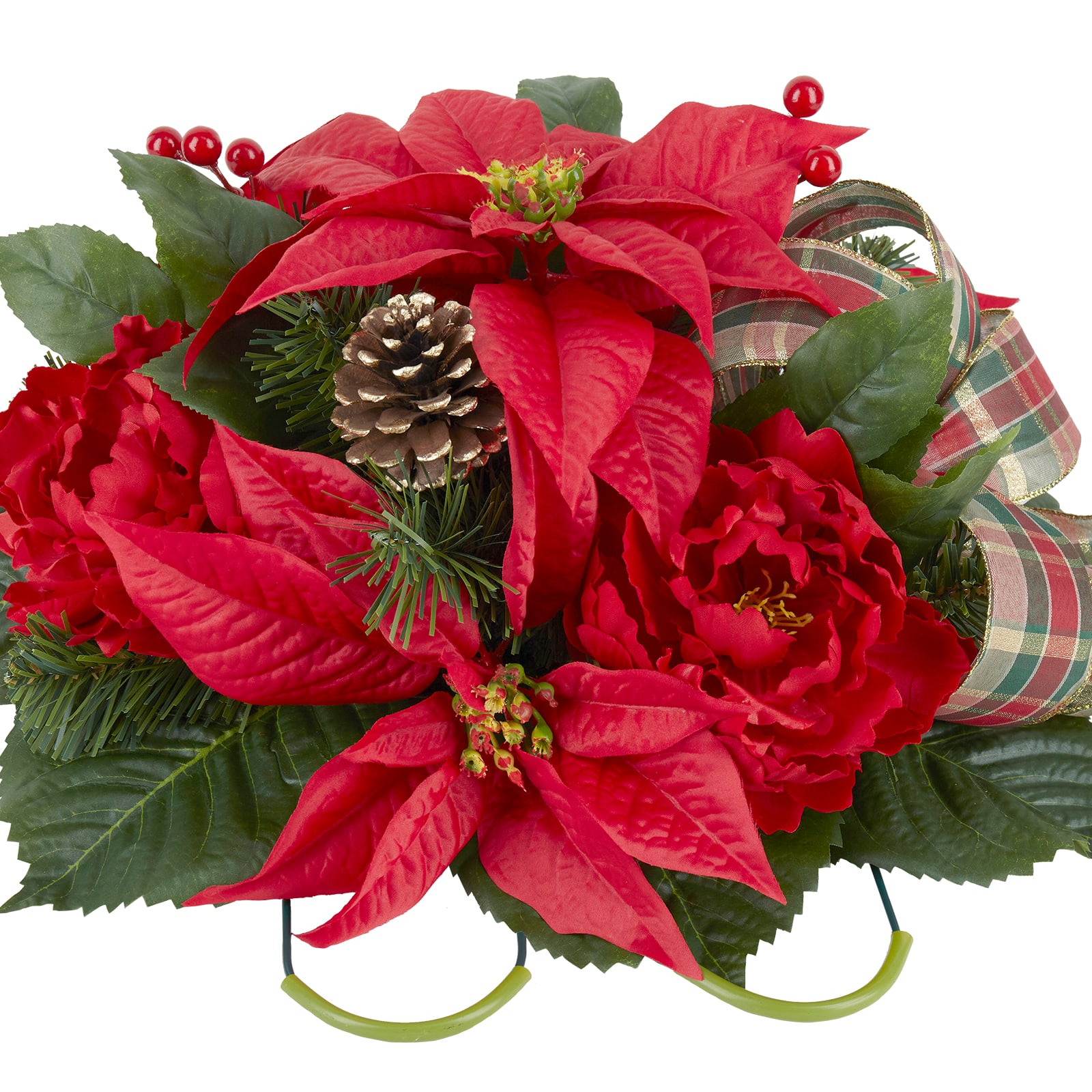 17&#x22; Red Poinsettia, Peony &#x26; Pinecone Saddle by Ashland&#xAE;