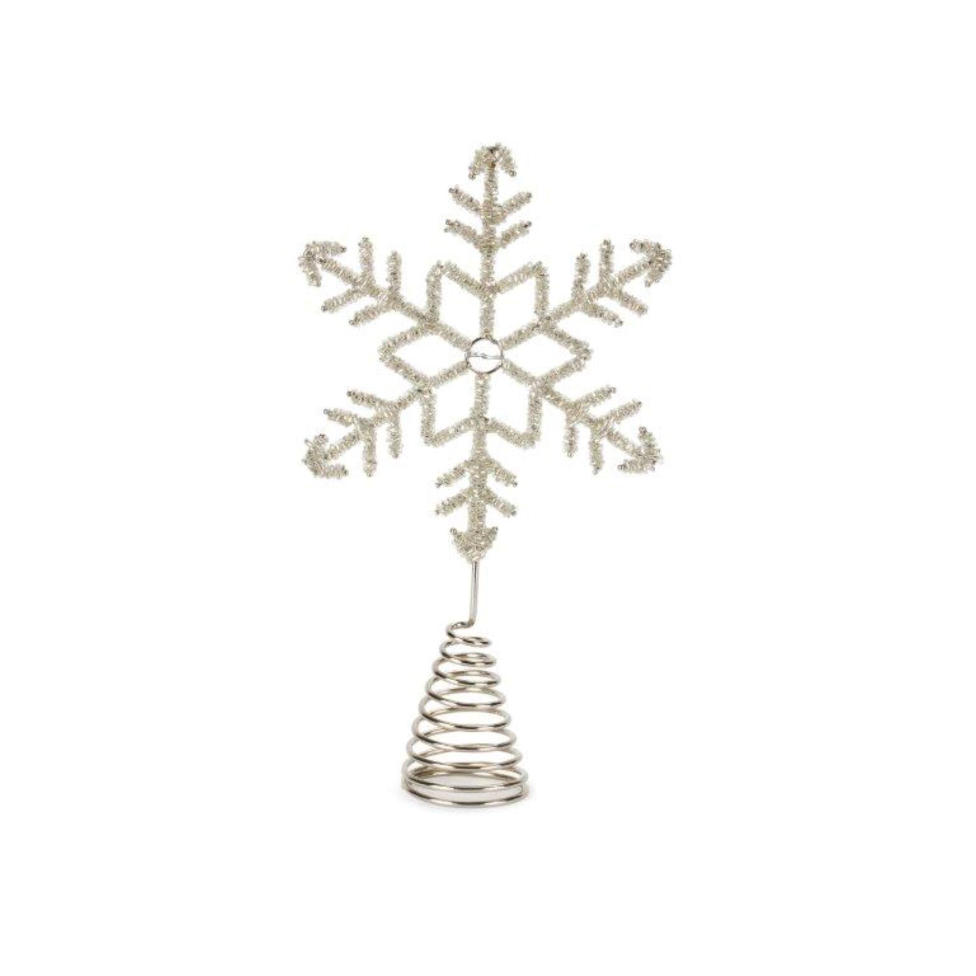 11" Silver Bead Snowflake Tree Topper Set Christmas Tree Toppers