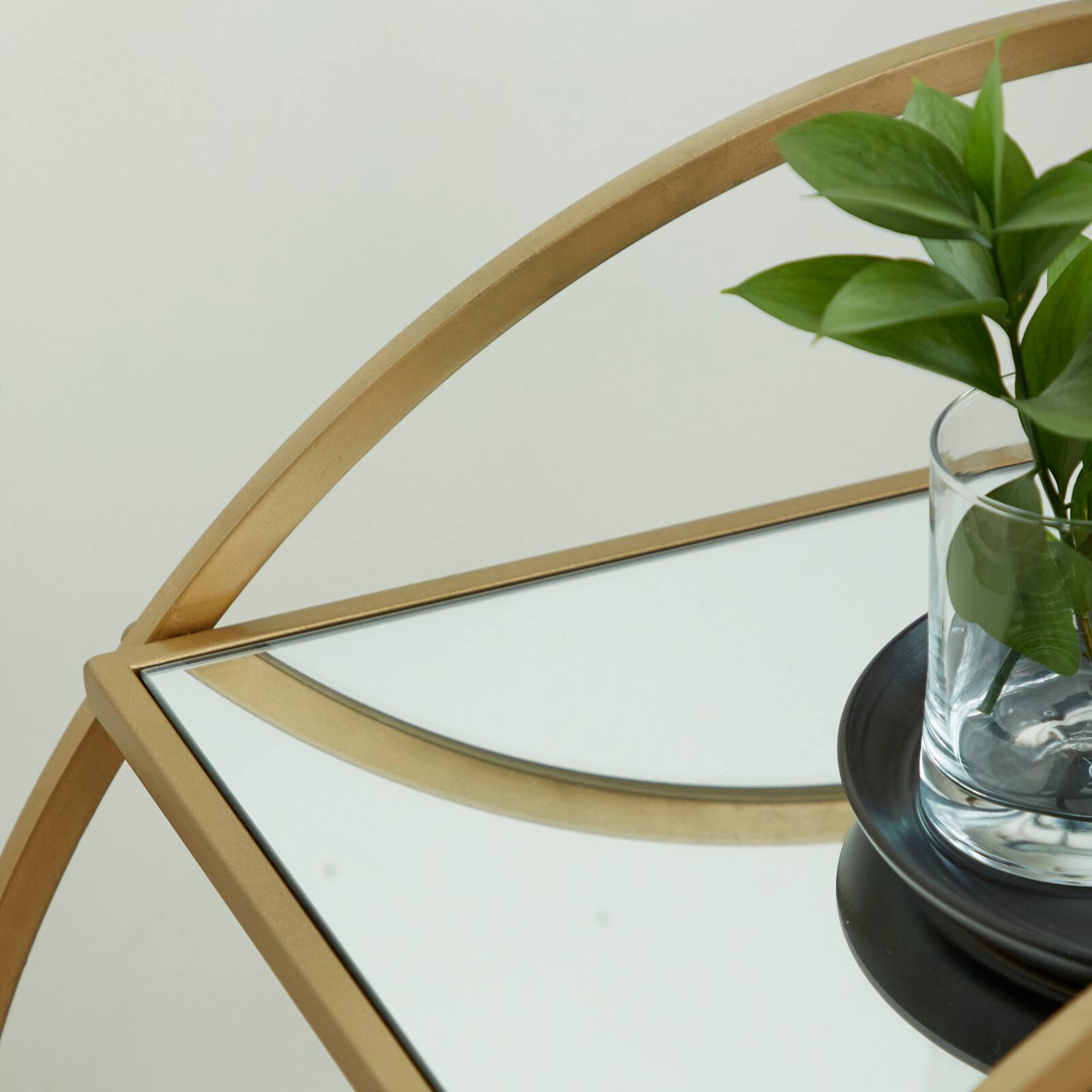 Gold Iron & Mirror Contemporary Bar Cart