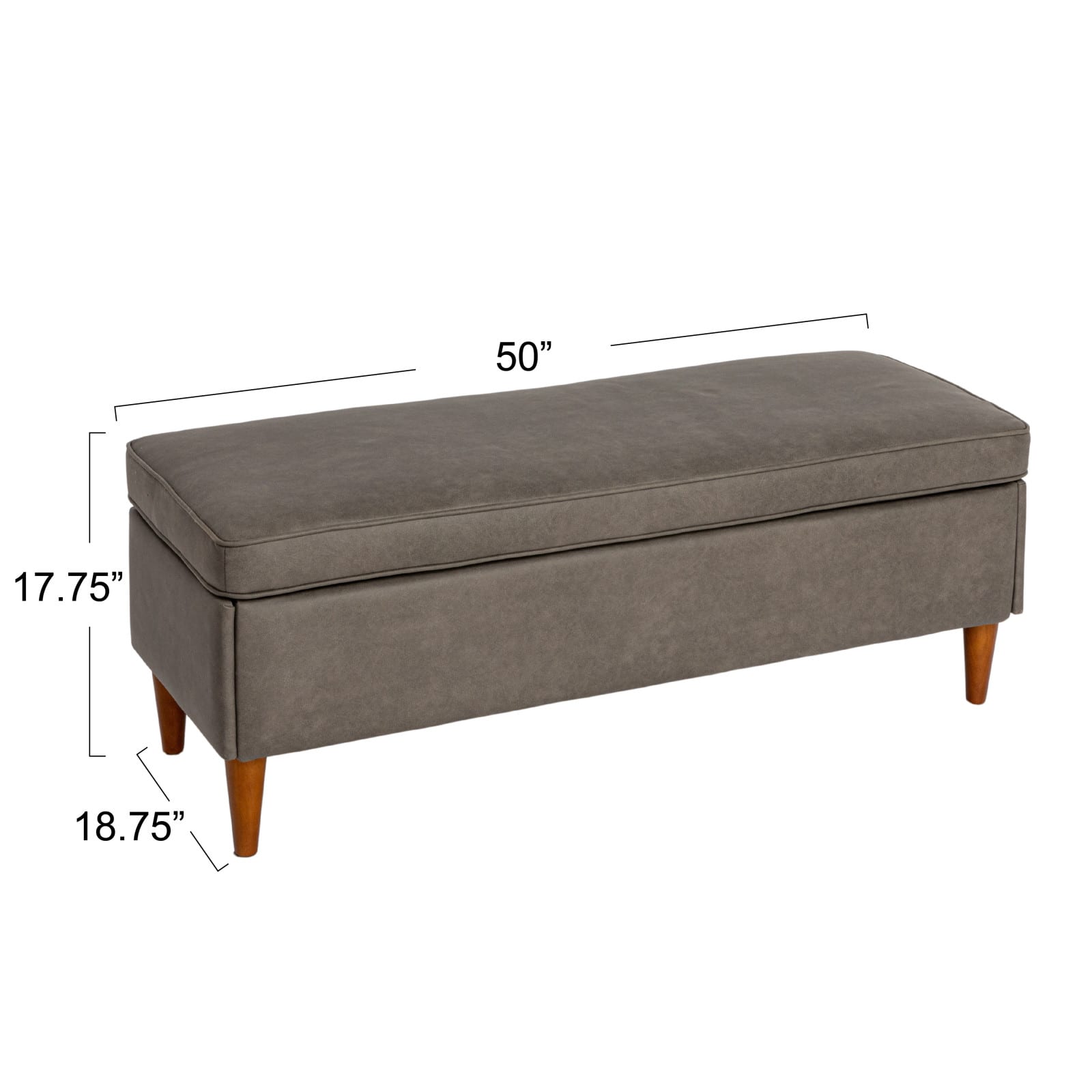 Atley Ash Gray Vegan Leather Upholstered Storage Bench