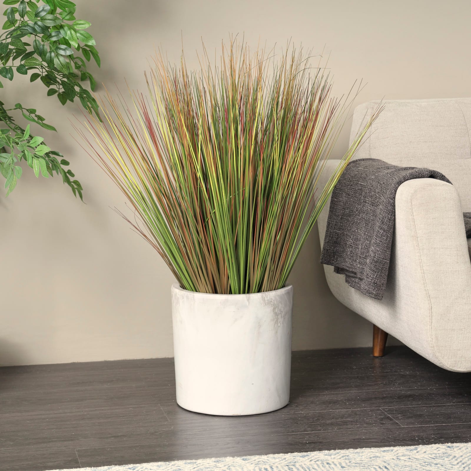 3ft. Green Onion Grass Artificial Plant with Black Pot