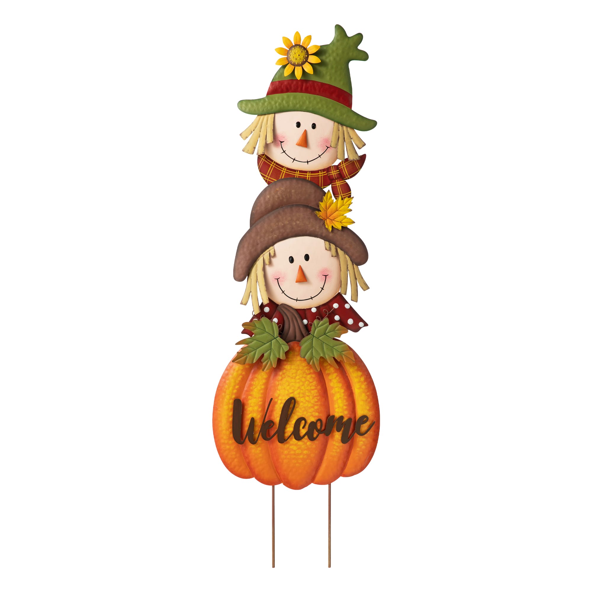 Glitzhome® 4ft. Fall Metal Stacked Scarecrow Yard Stake