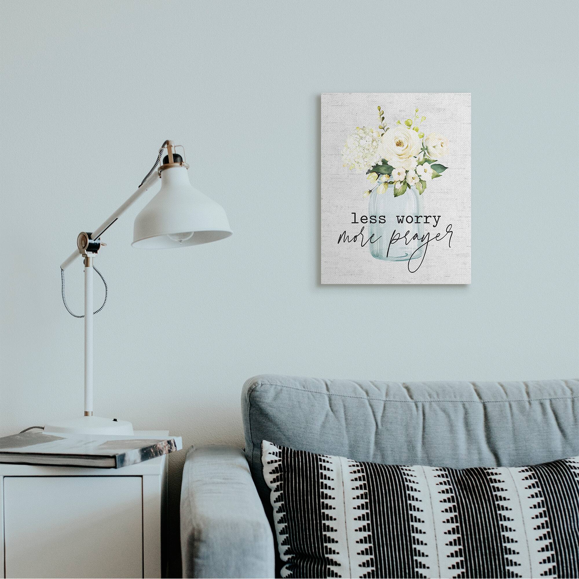 Stupell Industries Less Worry More Prayer Canvas Wall Art