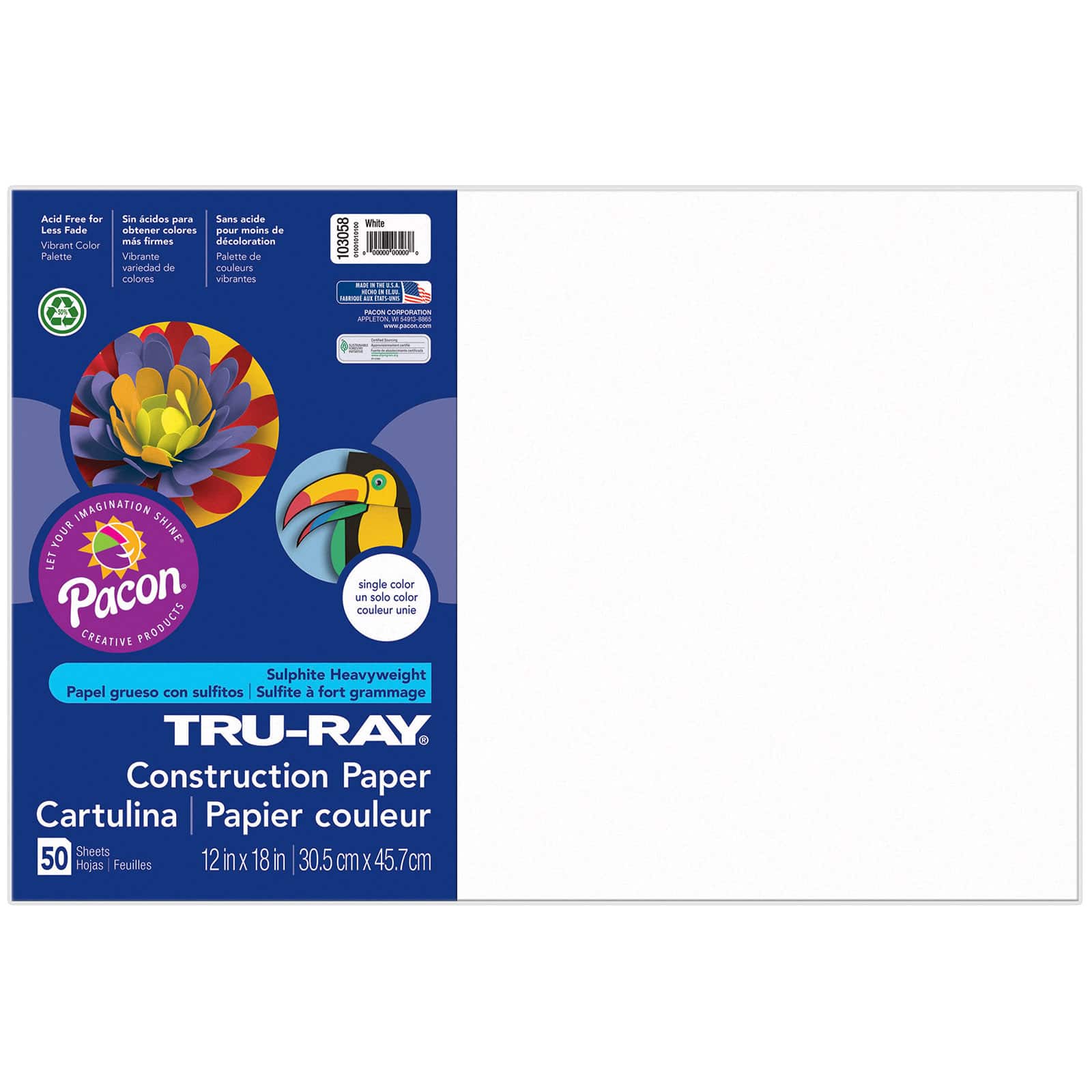 Tru-ray Sulphite Construction Paper 12 X 18 Inch Assorted Colors 50 Sheets  for sale online