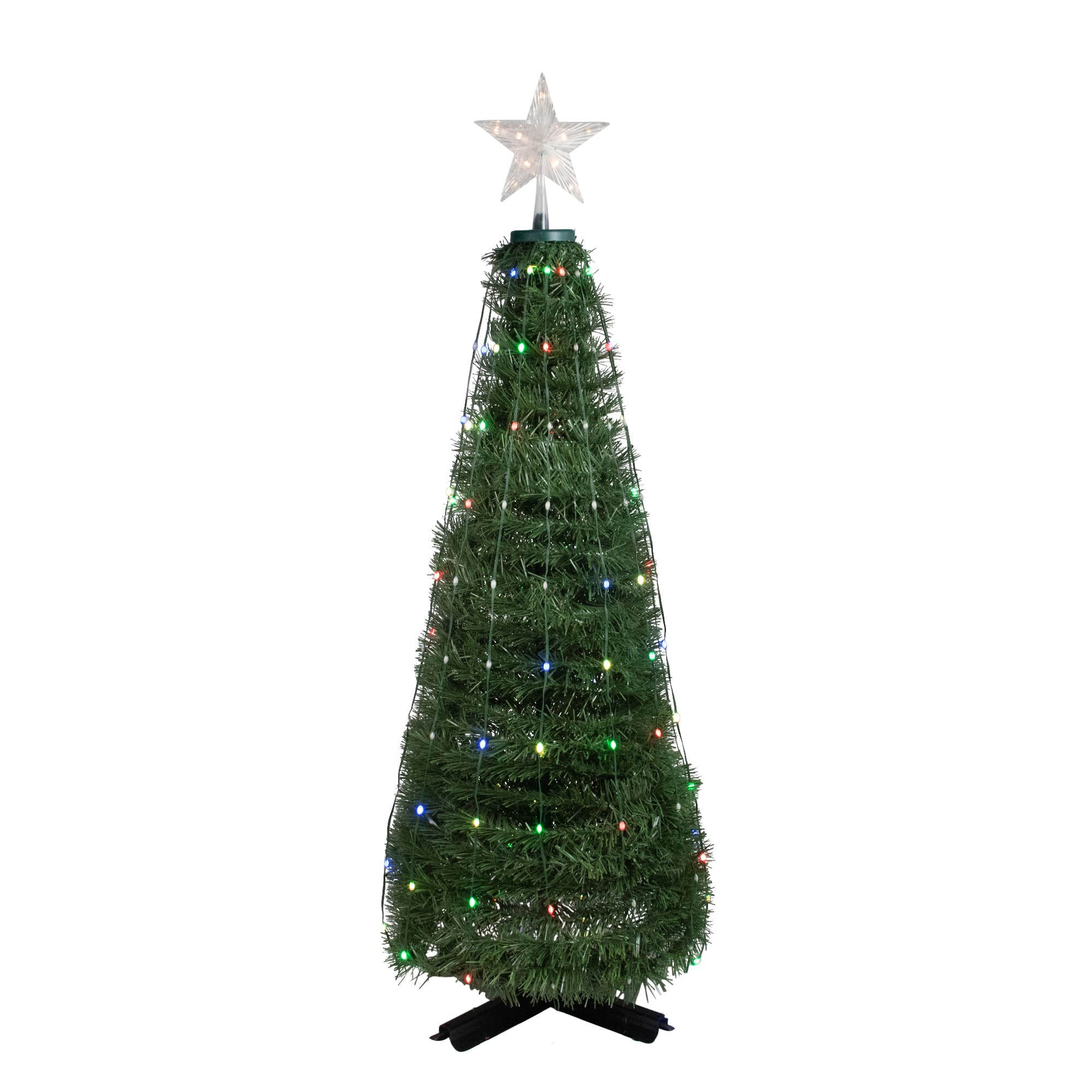 4ft. Pop Up Outdoor Artificial Christmas Tree, Color Chaning LED Lights