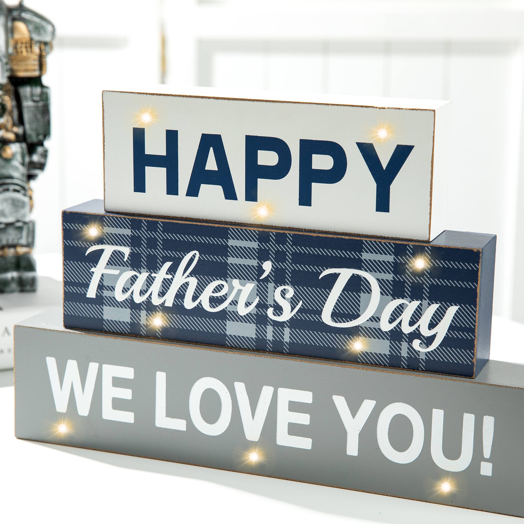 Glitzhome® 12" Lighted Happy Father's Day Block Sign