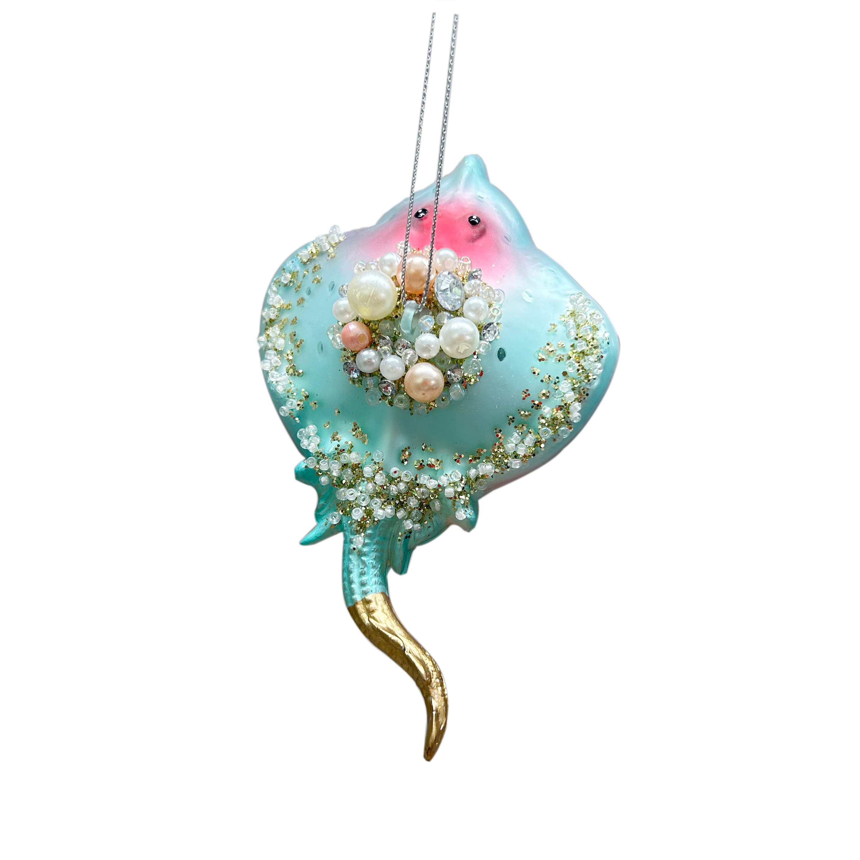 5&#x22; Pink &#x26; Blue Manta Ray Glass Ornament by Ashland&#xAE;