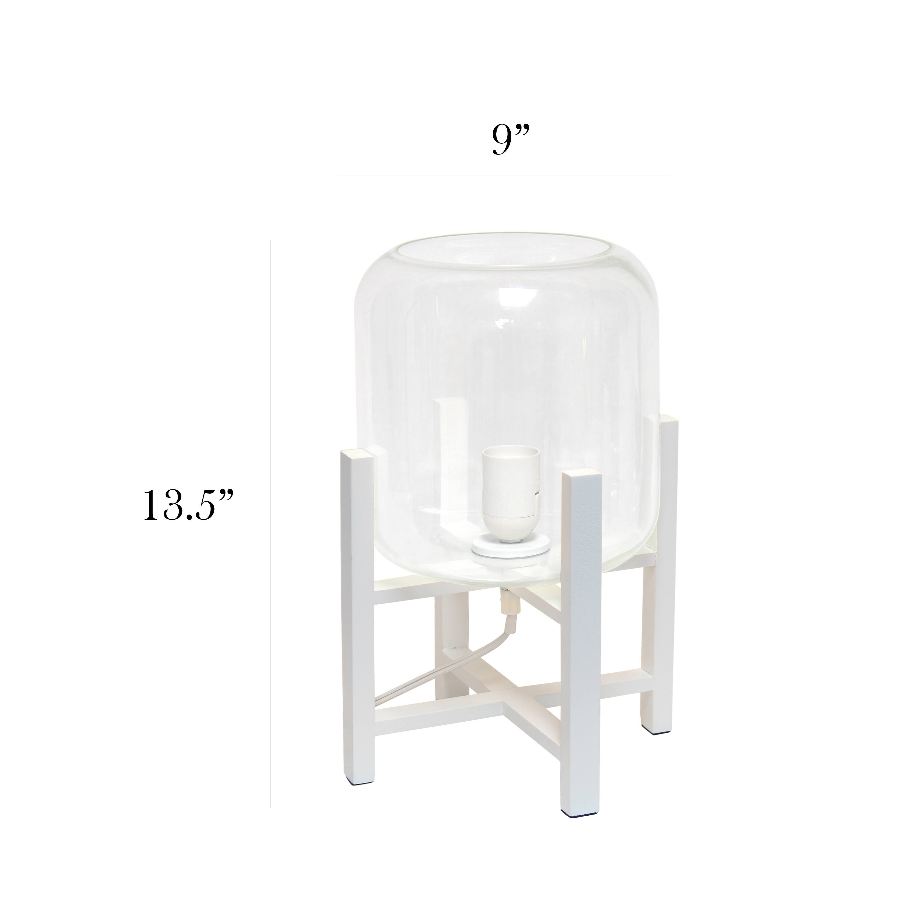 Simple Designs&#x2122; 13.5&#x22; White Wood Mounted Table Lamp with Clear Glass Cylinder Shade