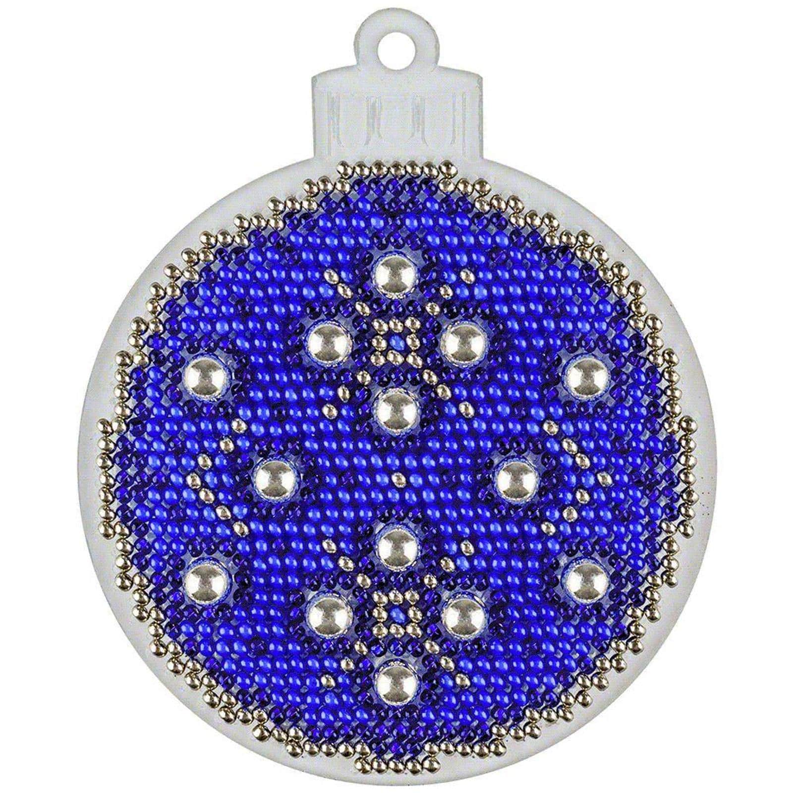 Wonderland Crafts Blue & Silver Ball Ornament Bead Embroidery on Plastic Kit
