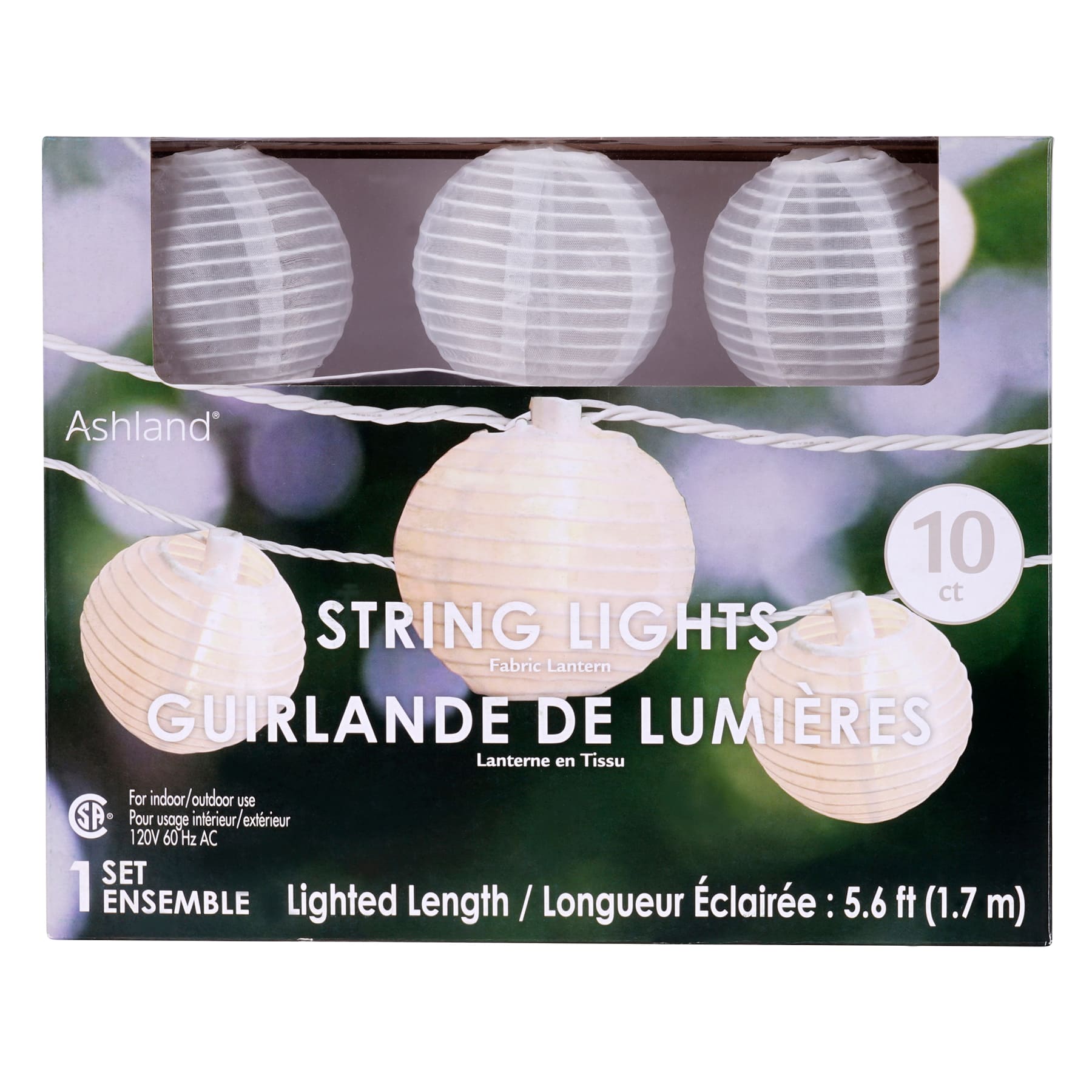 10ct. White Fabric Lantern String Lights by Ashland®
