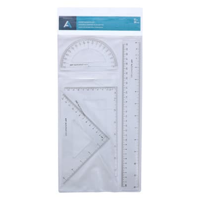 20cm Plastic Ruler Triangle Protractor Set for Drafting Drawing