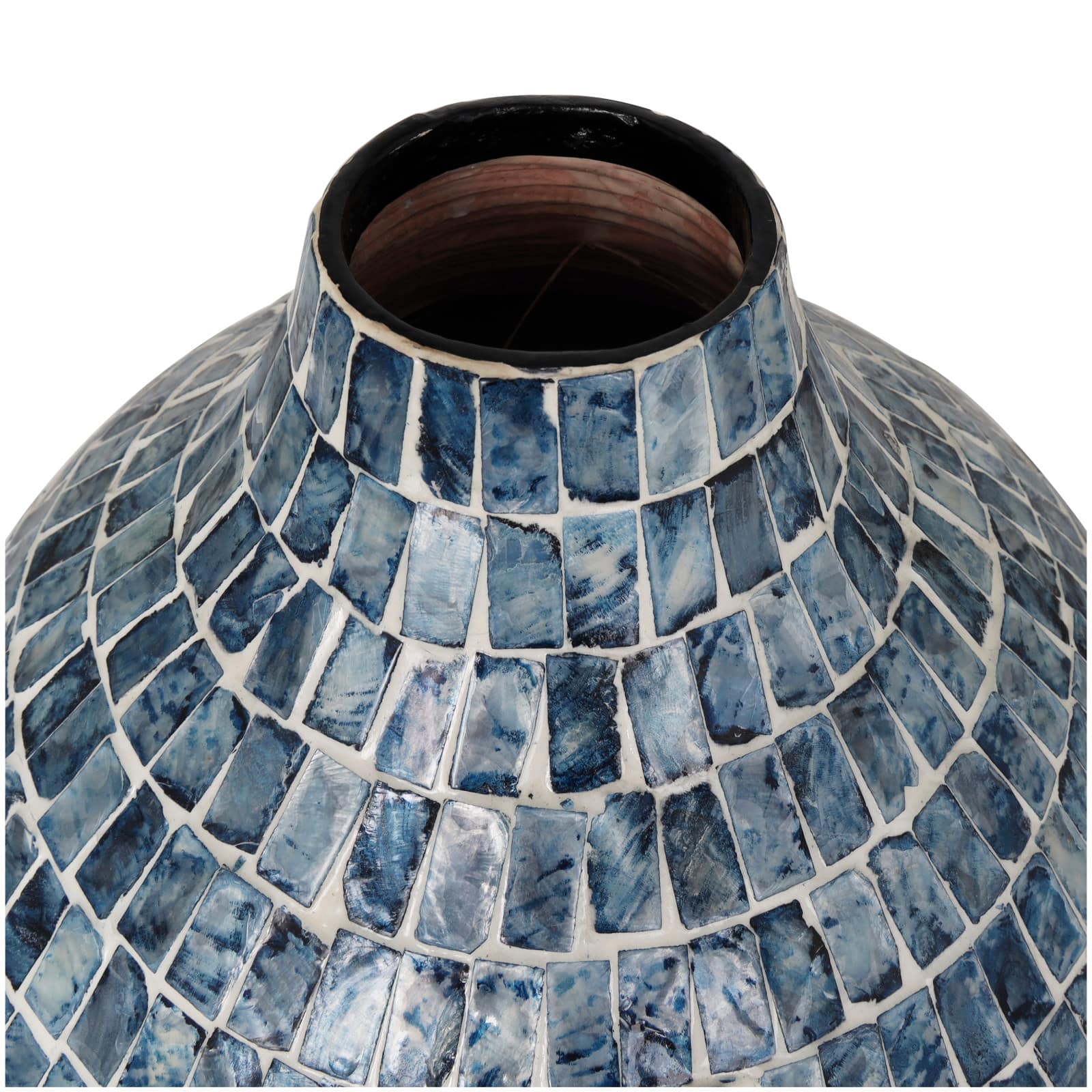 14" Blue Mother of Pearl Handmade Mosaic Inspired Vase
