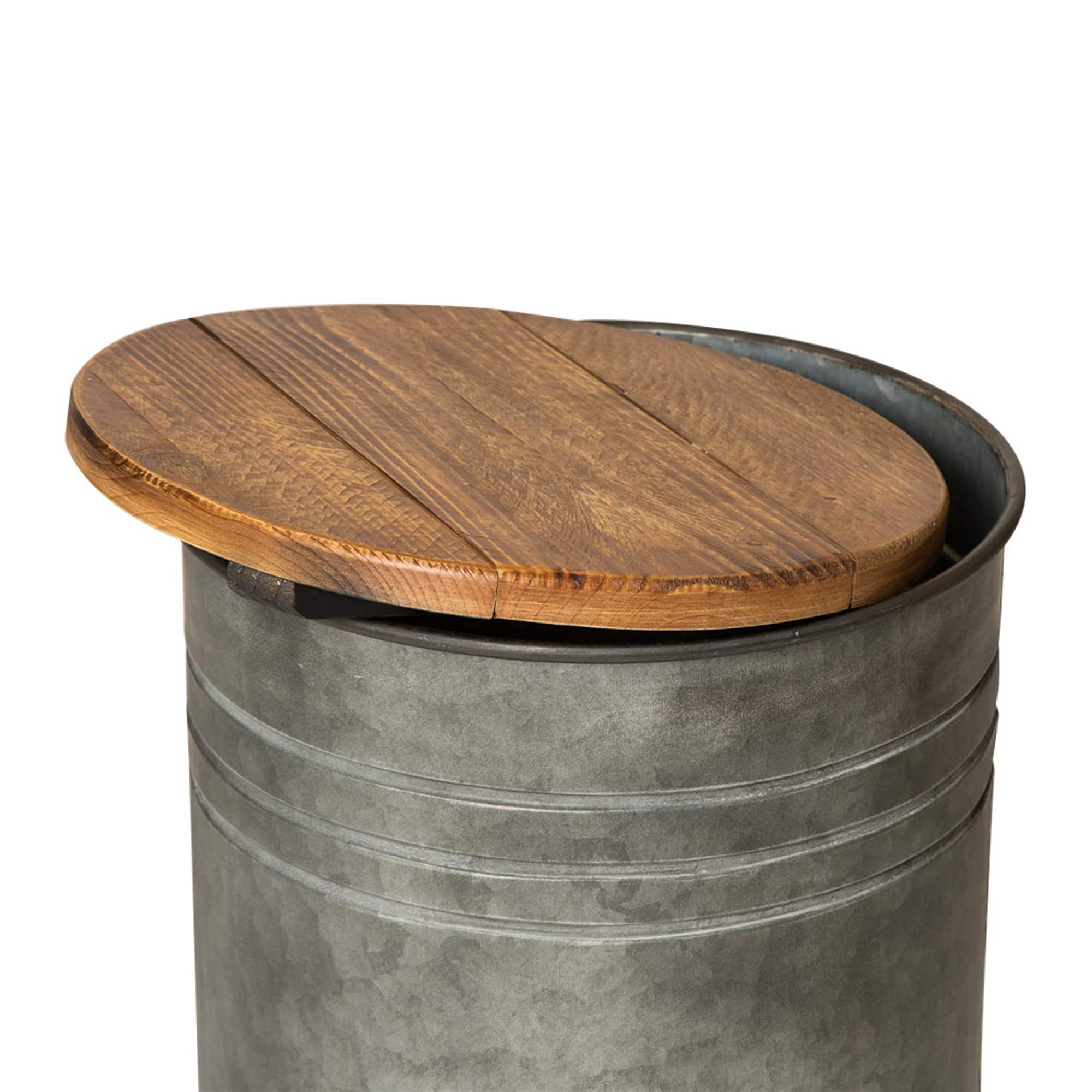 Glitzhome® Farmhouse Metal & Wood Storage Seat Stool Set