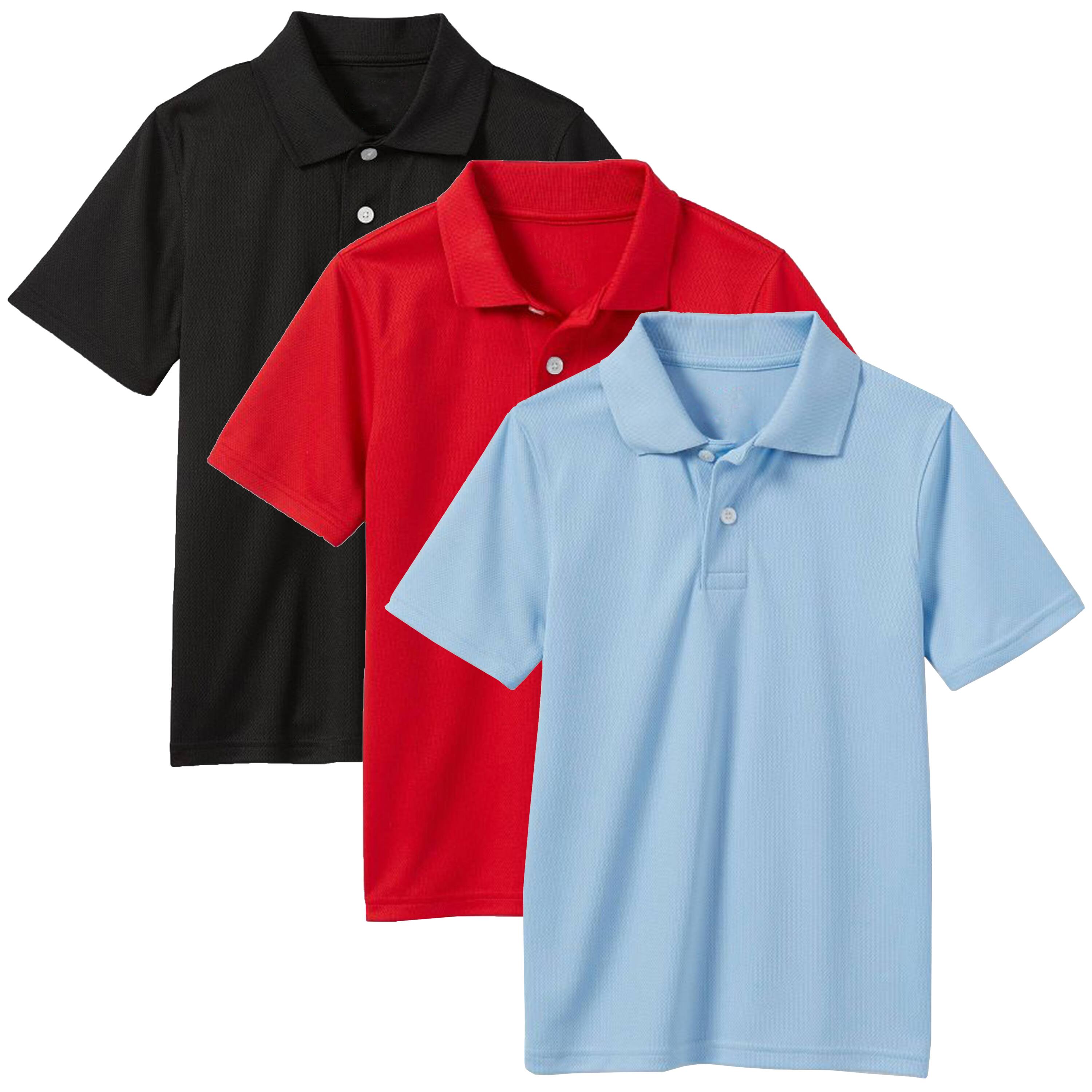 Galaxy by Harvic Boys Moisture Wicking Short Sleeve Polo