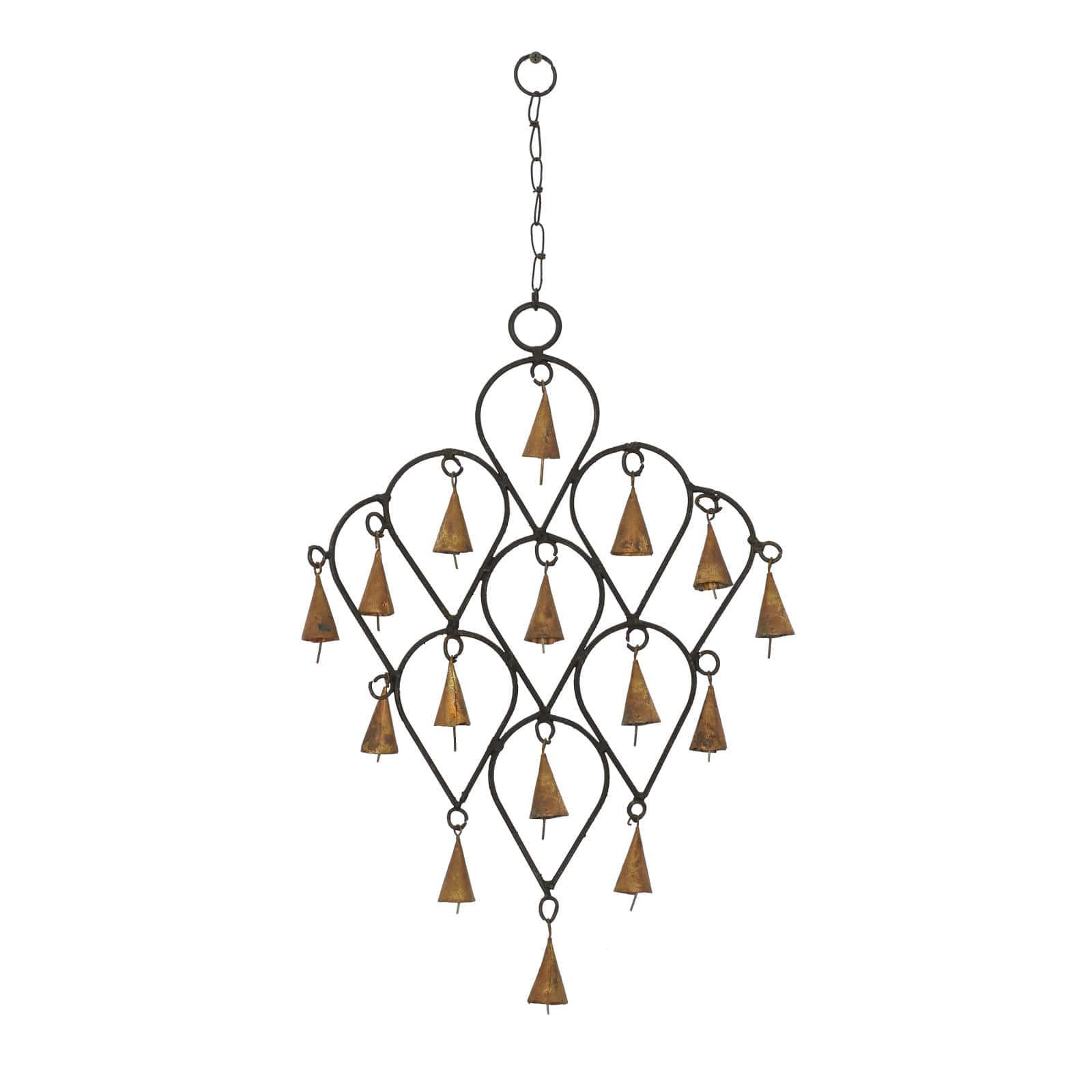 18&#x22; Brass Metal Eclectic Hoops Wind Chime