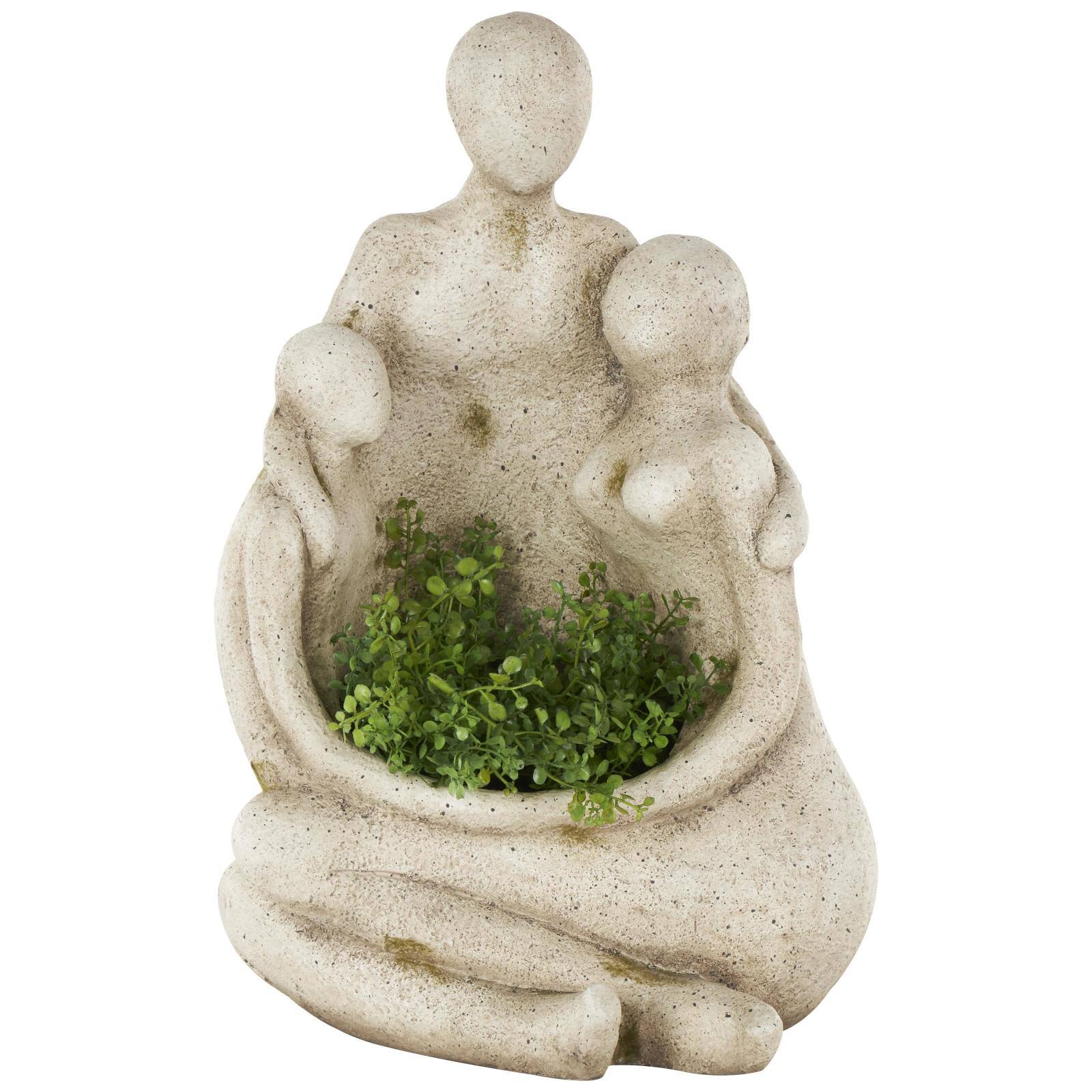 19" Cream Embracing Family Figures Sitting Planter