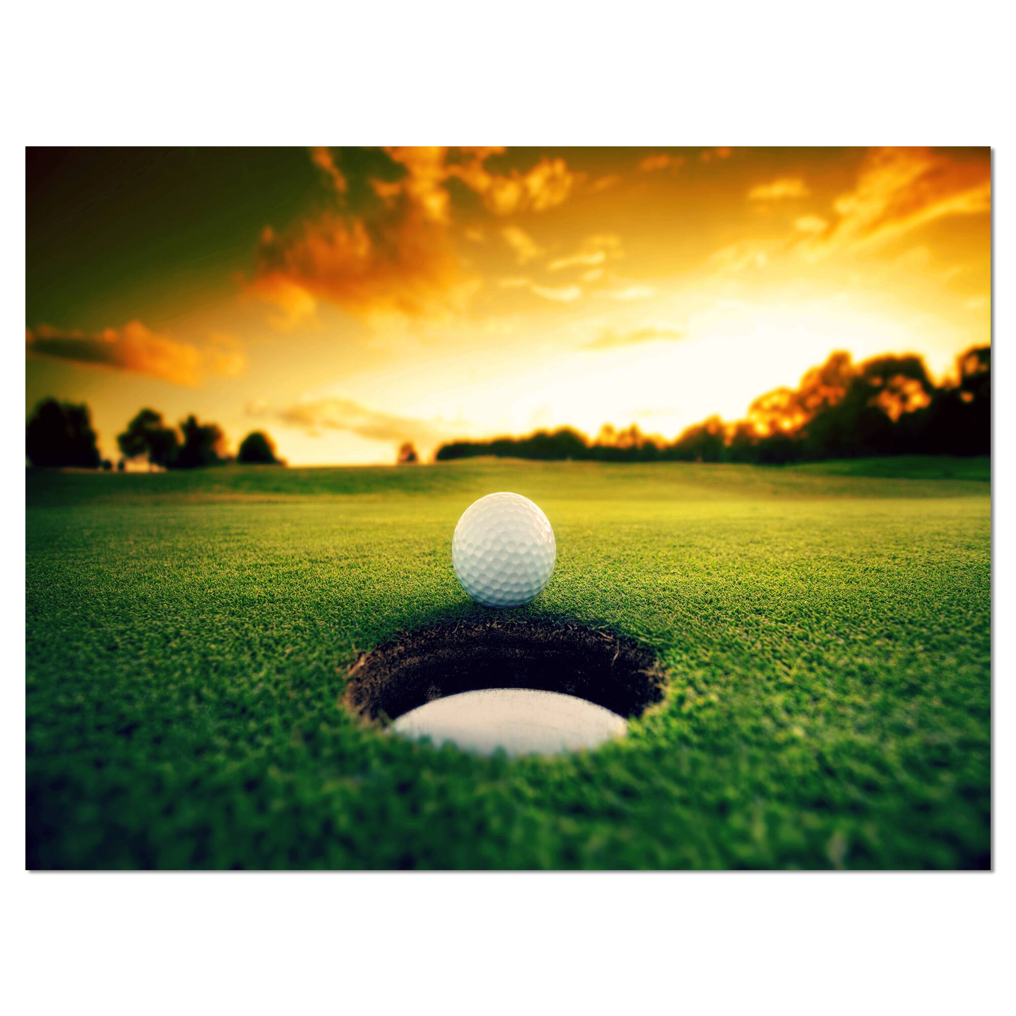 Designart - Golf Ball Near Hole - Landscape Canvas Art Print