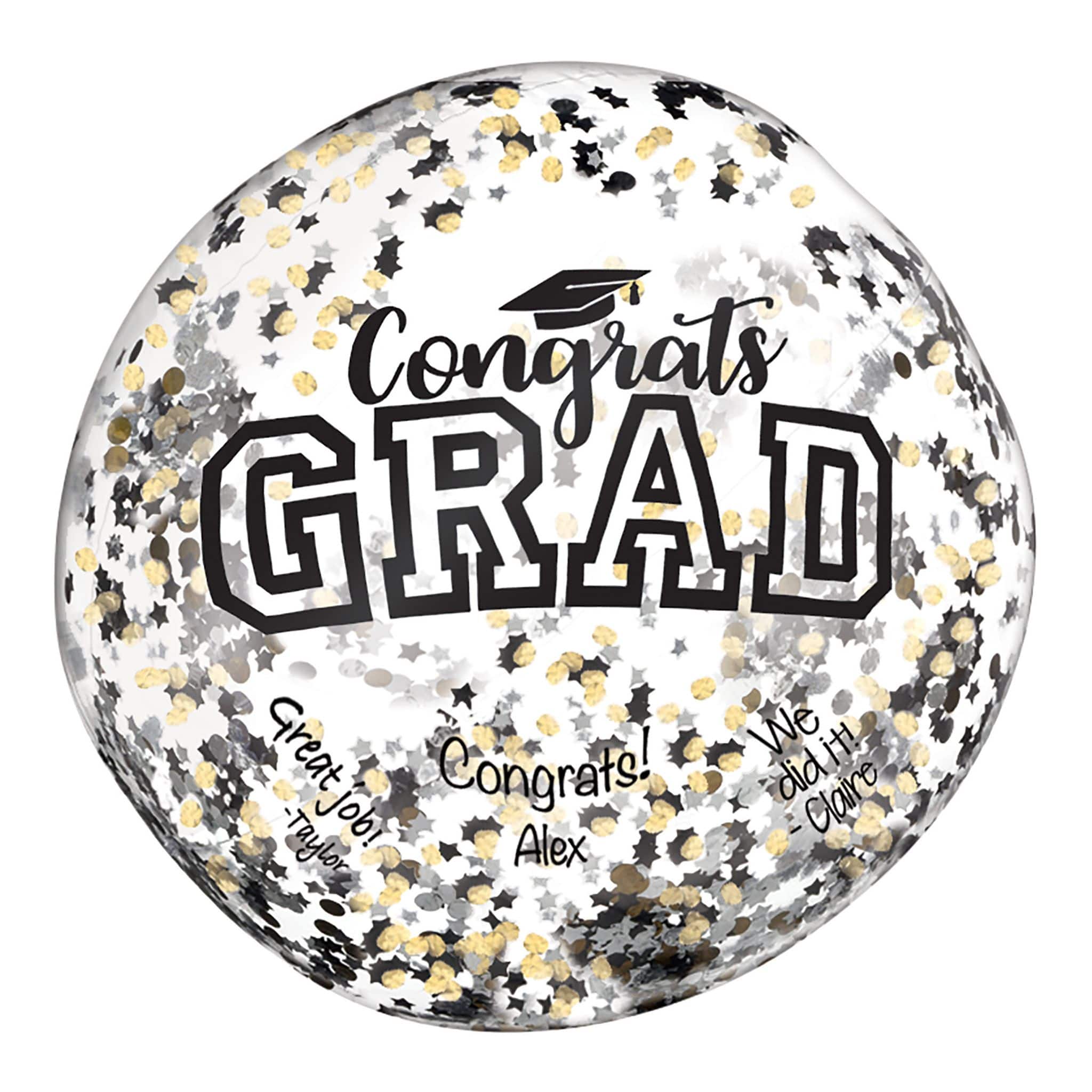 24&#x22; Congrats Grad Inflatable Confetti Autograph Ball 