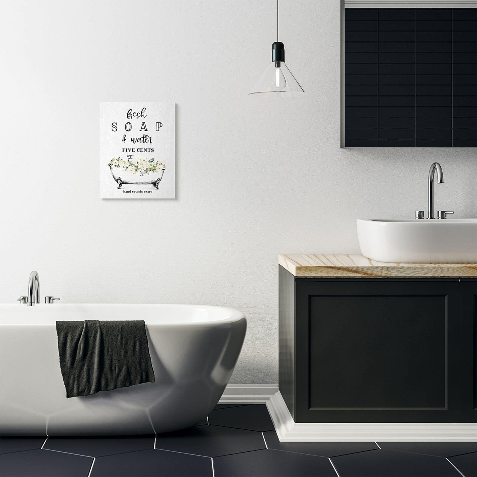 Stupell Industries Fresh Soap &#x26; Water Bath Tub Bathroom Design Canvas Wall Art