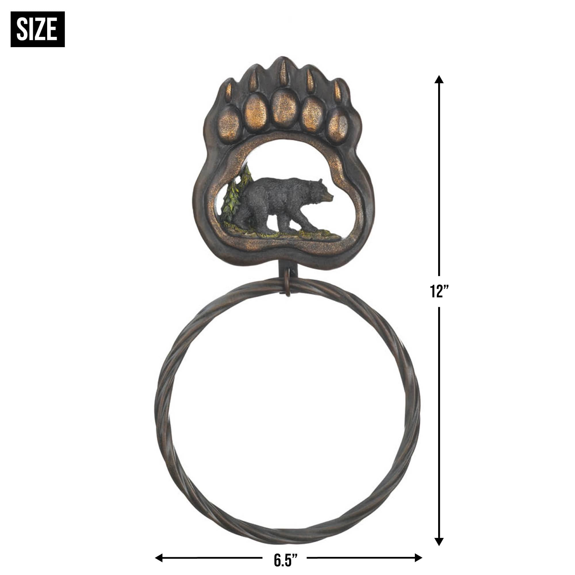 12&#x22; Black Bear Paw Towel Ring