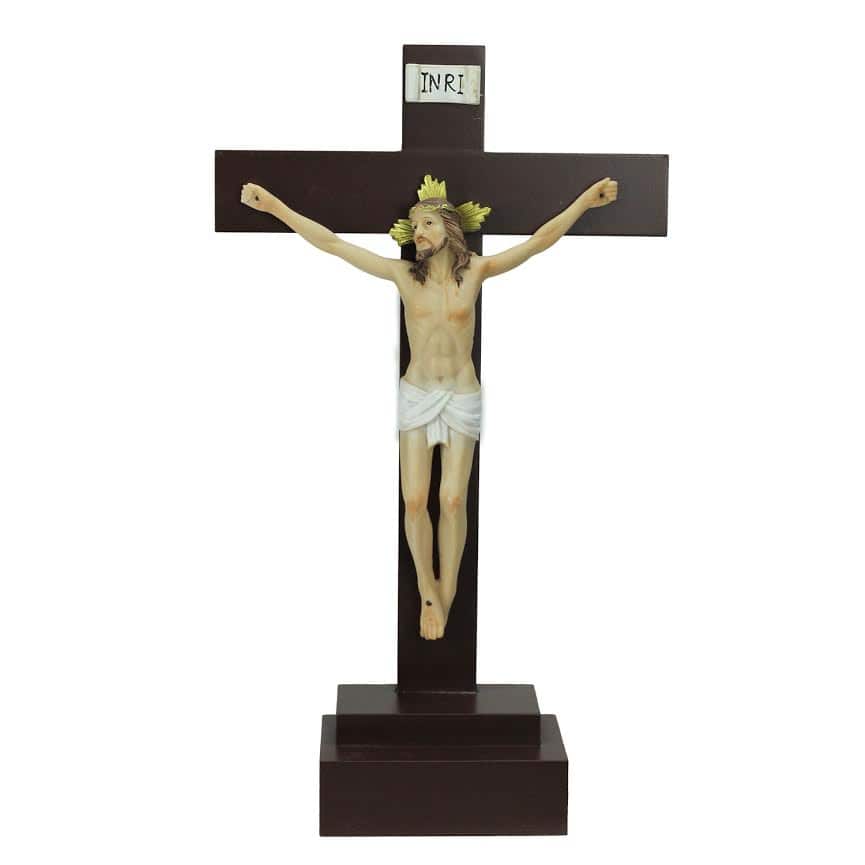 14.5" INRI Jesus on Crucifix Table Top Decoration