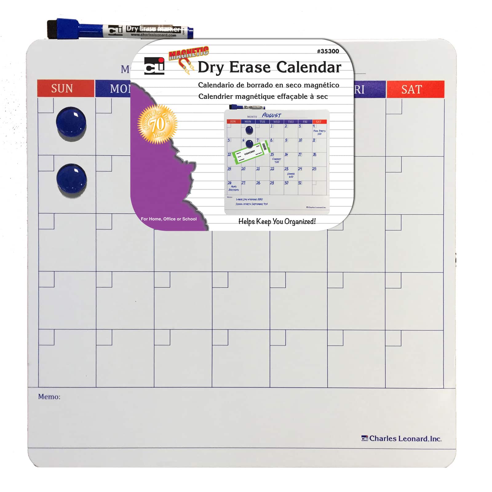 Charles Leonard Magnetic Dry Erase Calendar Set, 6ct