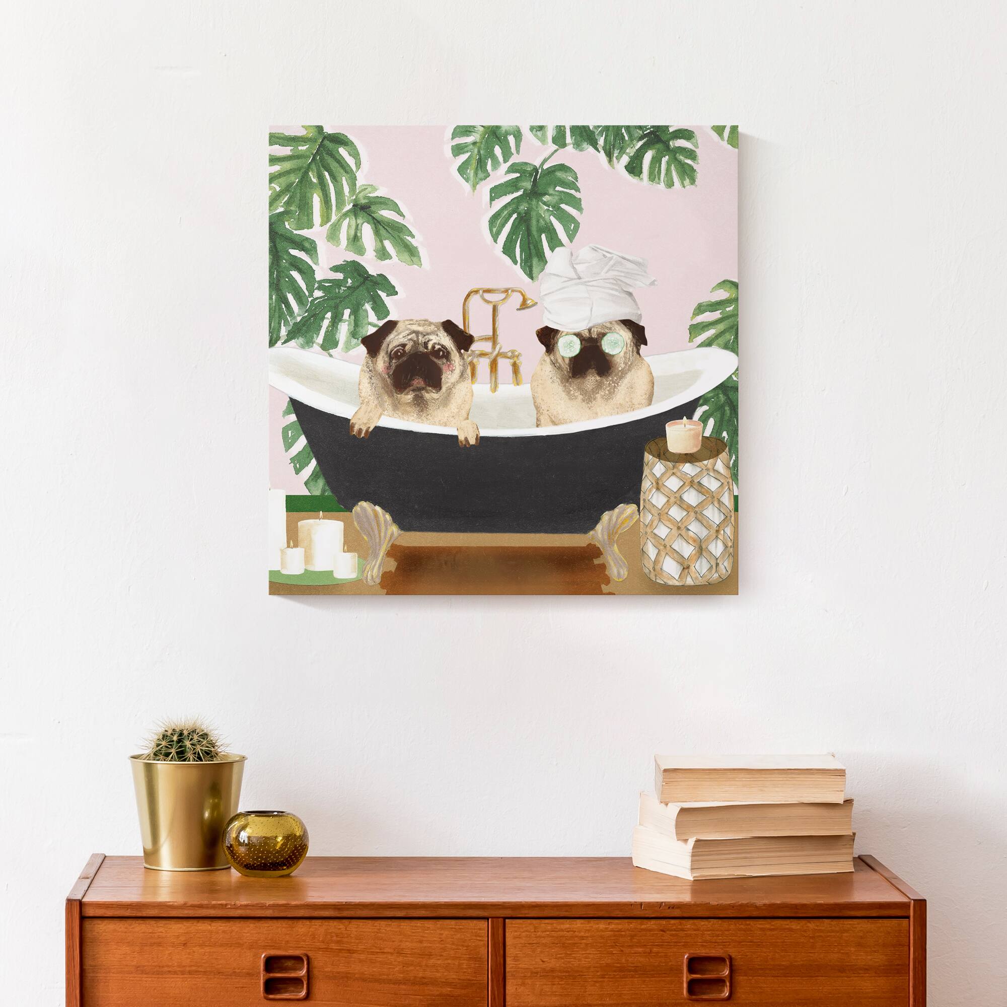 Spa Pugs 2 Canvas Wall Art