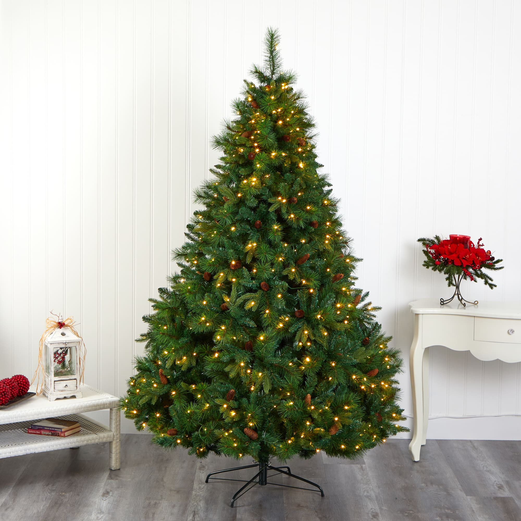 7ft. Pre-Lit West Virginia Mixed Pine Artificial Christmas Tree, Clear LED Lights