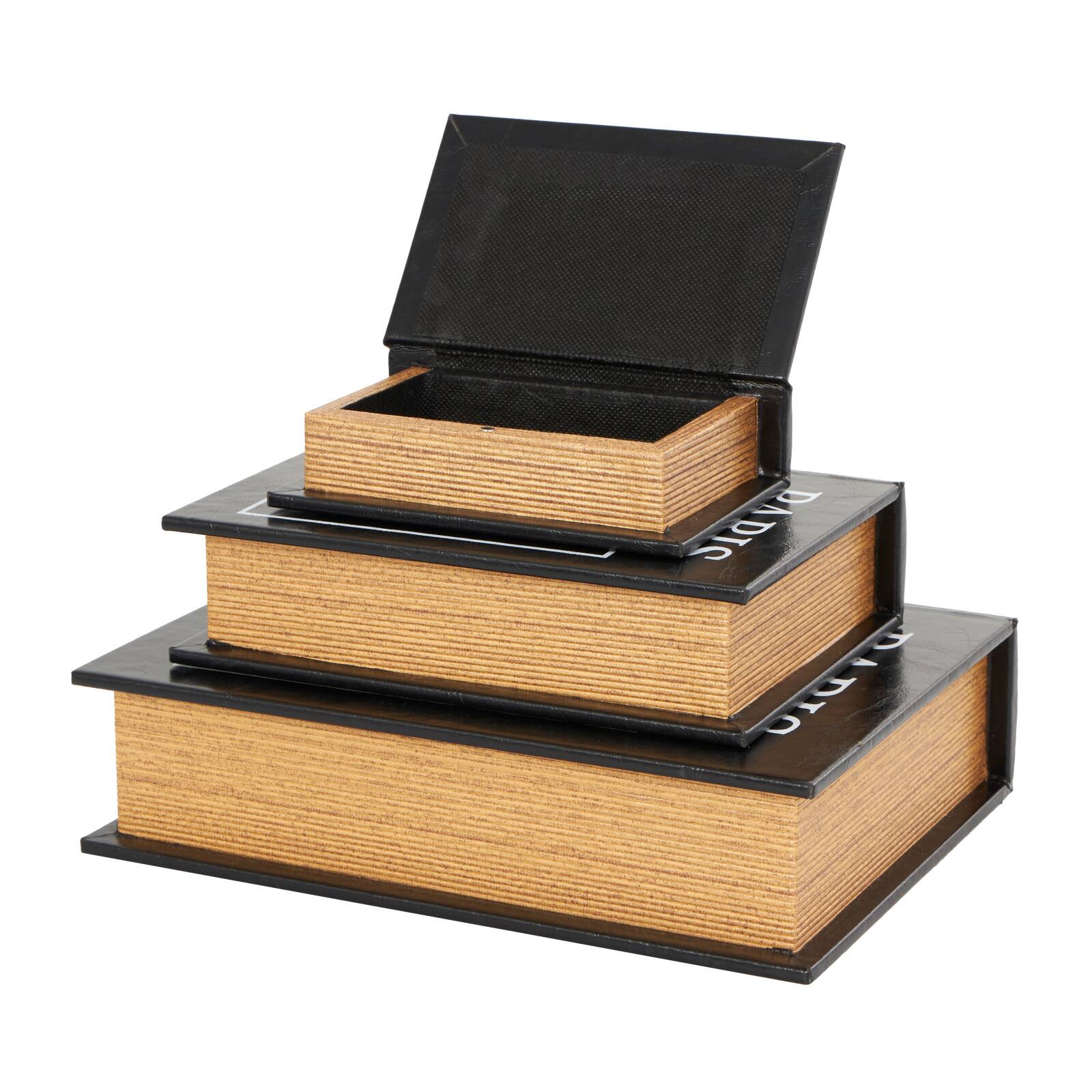 Black Eiffel Tower Paris Storage Book Box Set